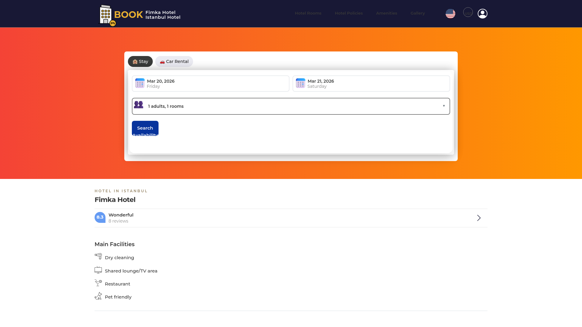 website screenshot of https://fimkahotelistanbul.site/