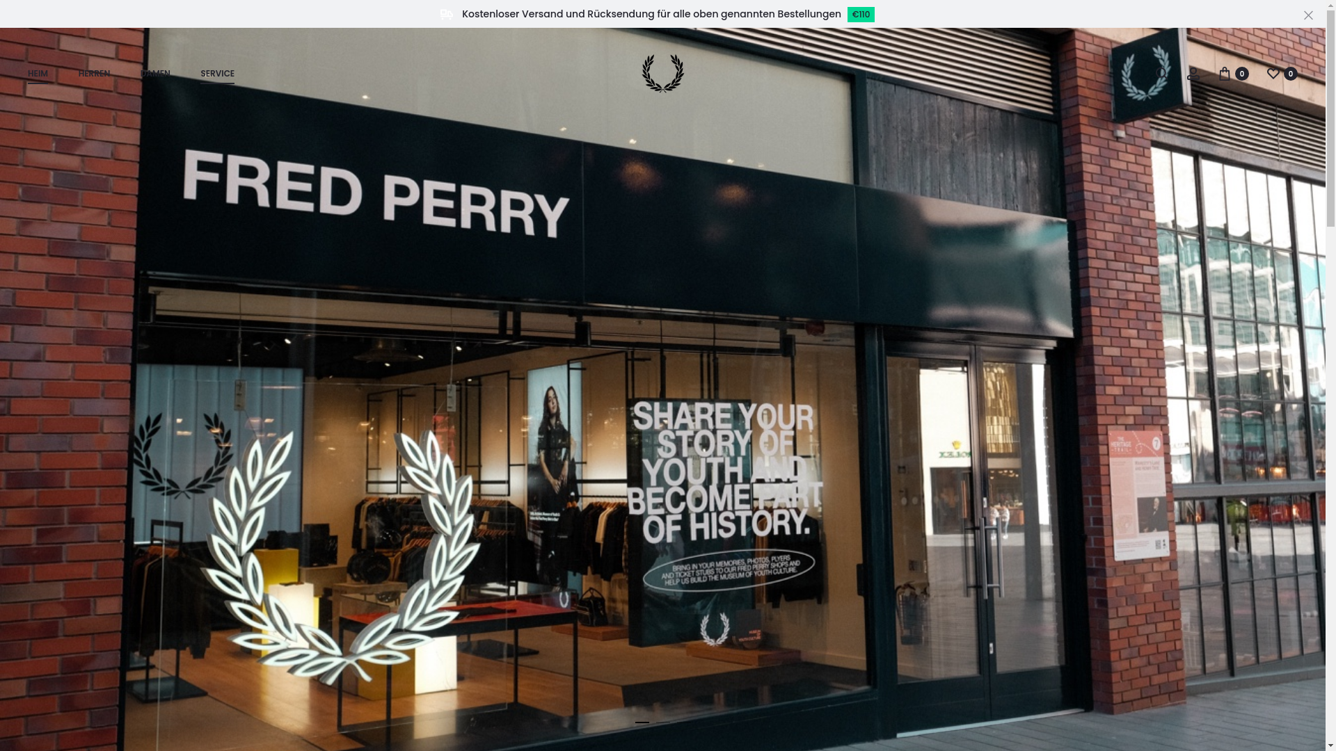 website screenshot of https://www.fred-perry.co.at/