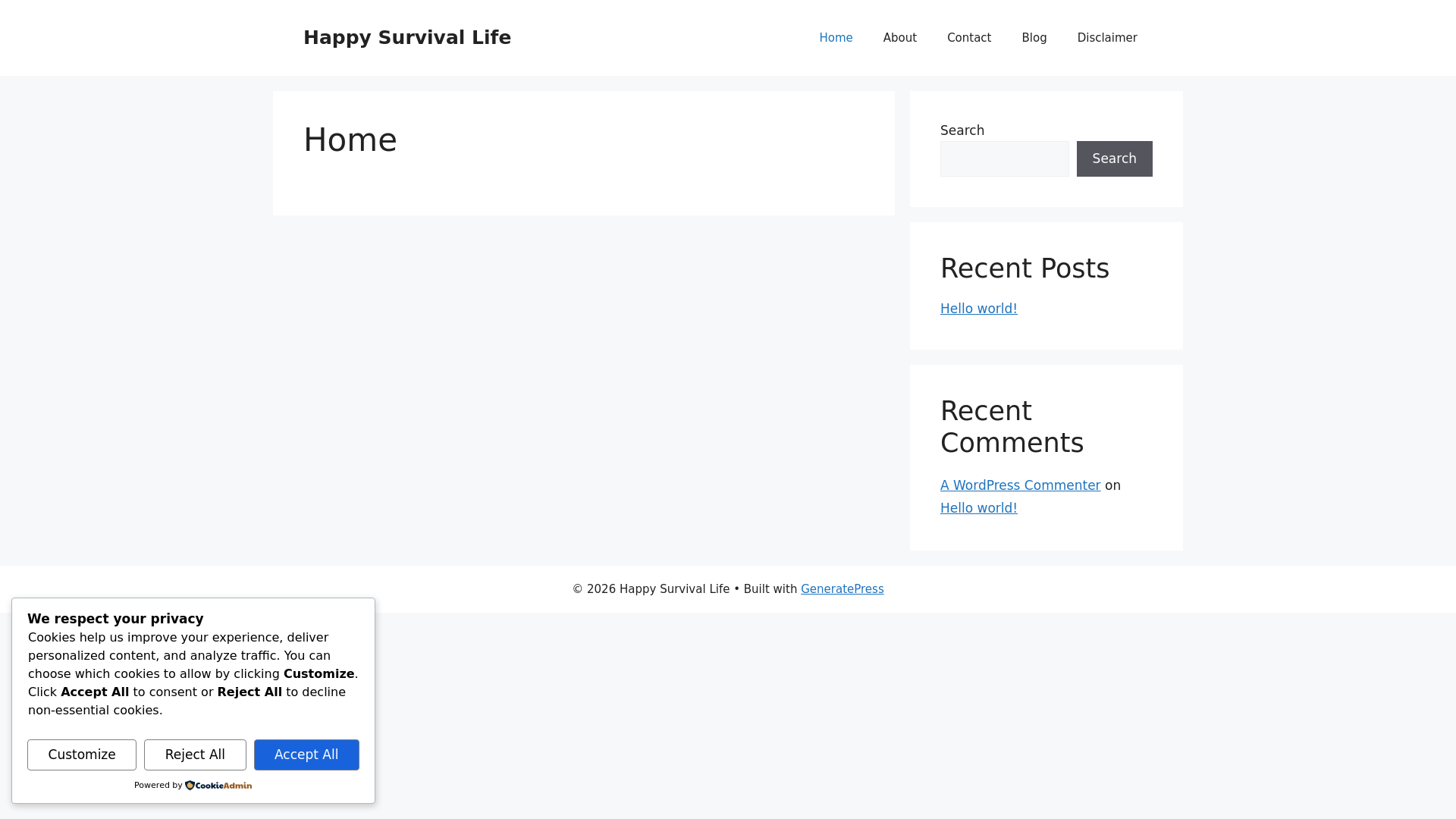 website screenshot of https://happylifesurvival.com/