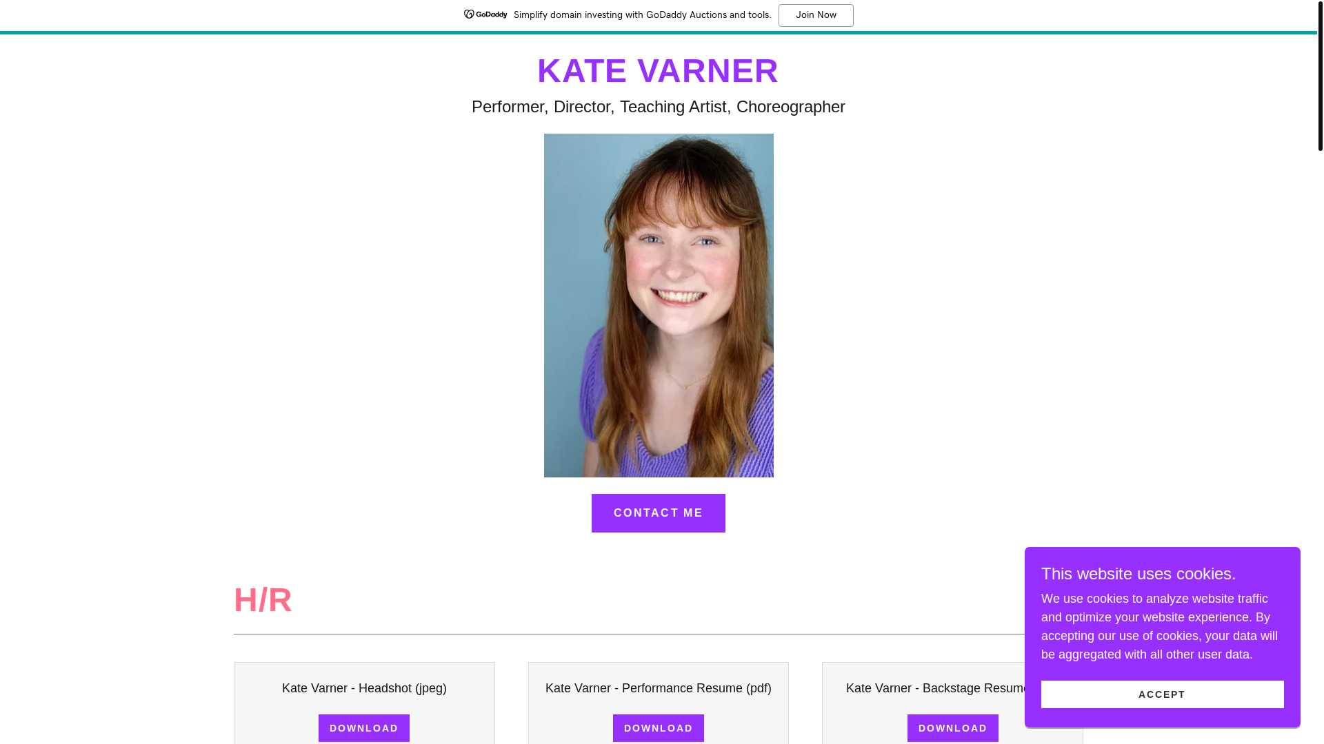 website screenshot of https://varnerkate.com/
