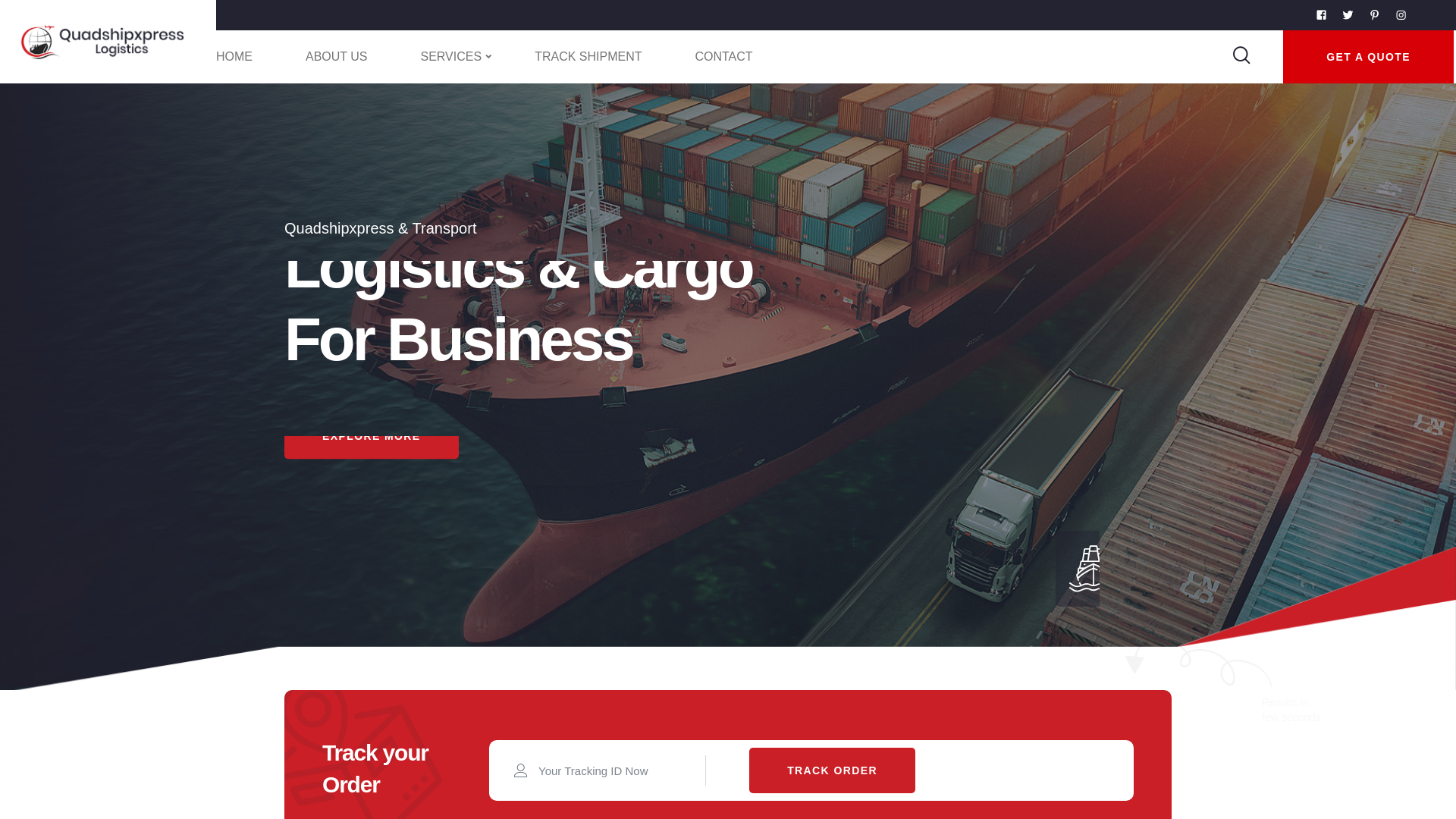 website screenshot of https://quadshipxpress.com/