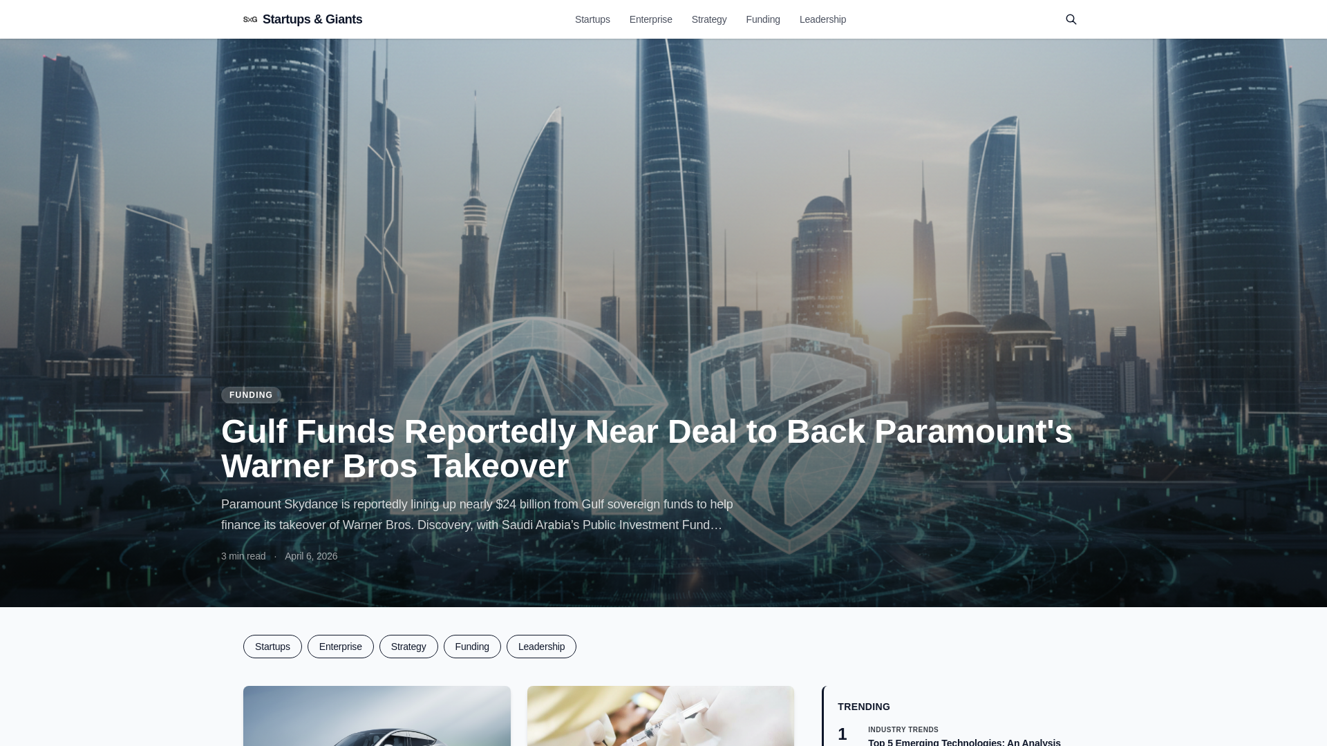 website screenshot of https://startupsandgiants.com