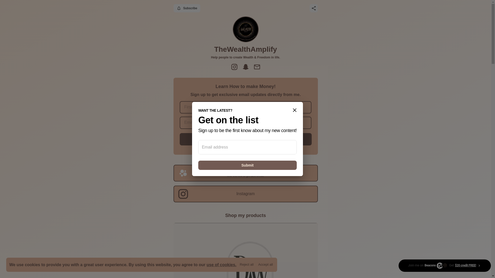 website screenshot of https://thewealthamplify.store/