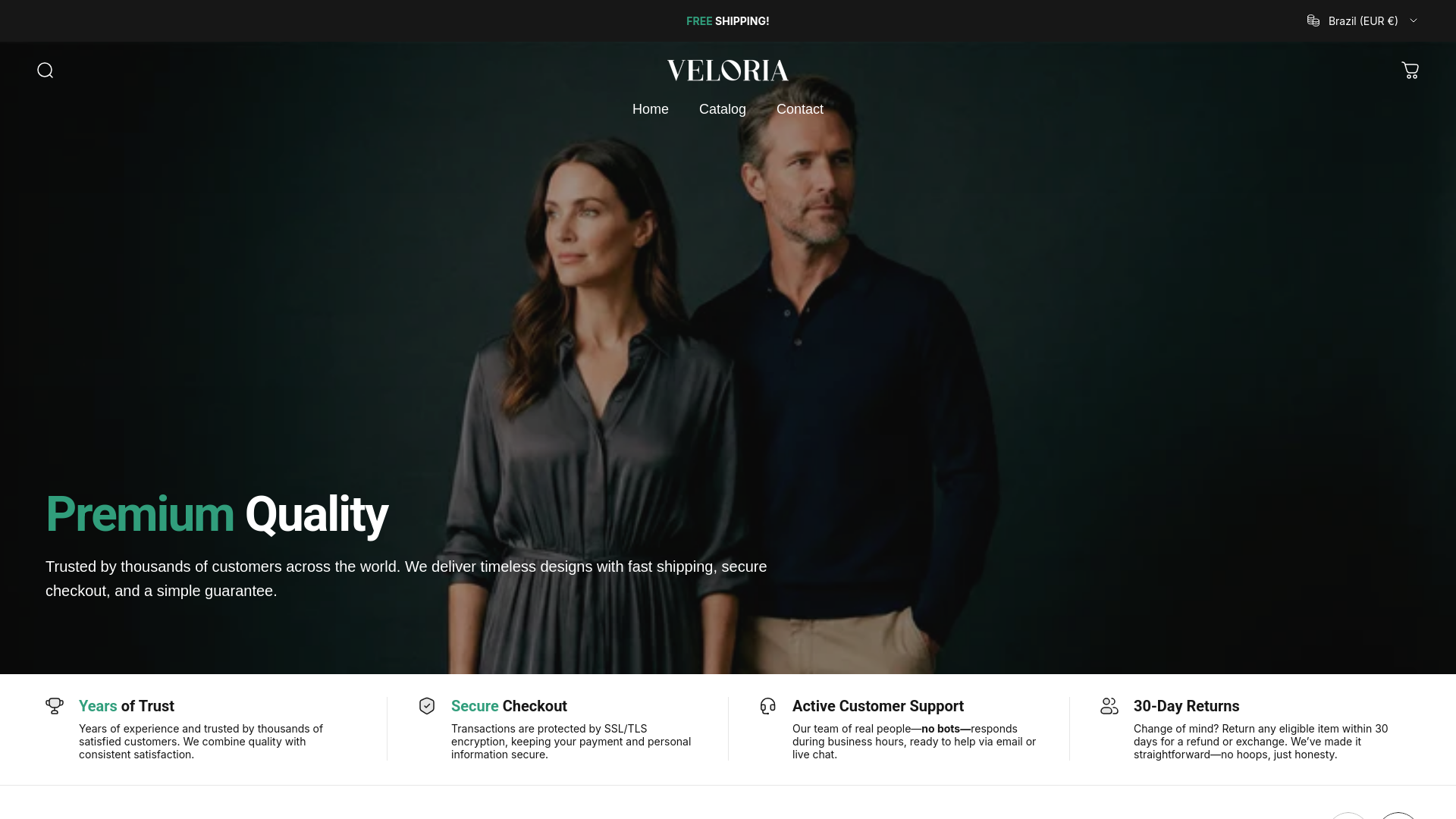 website screenshot of https://wearveloria.shop/