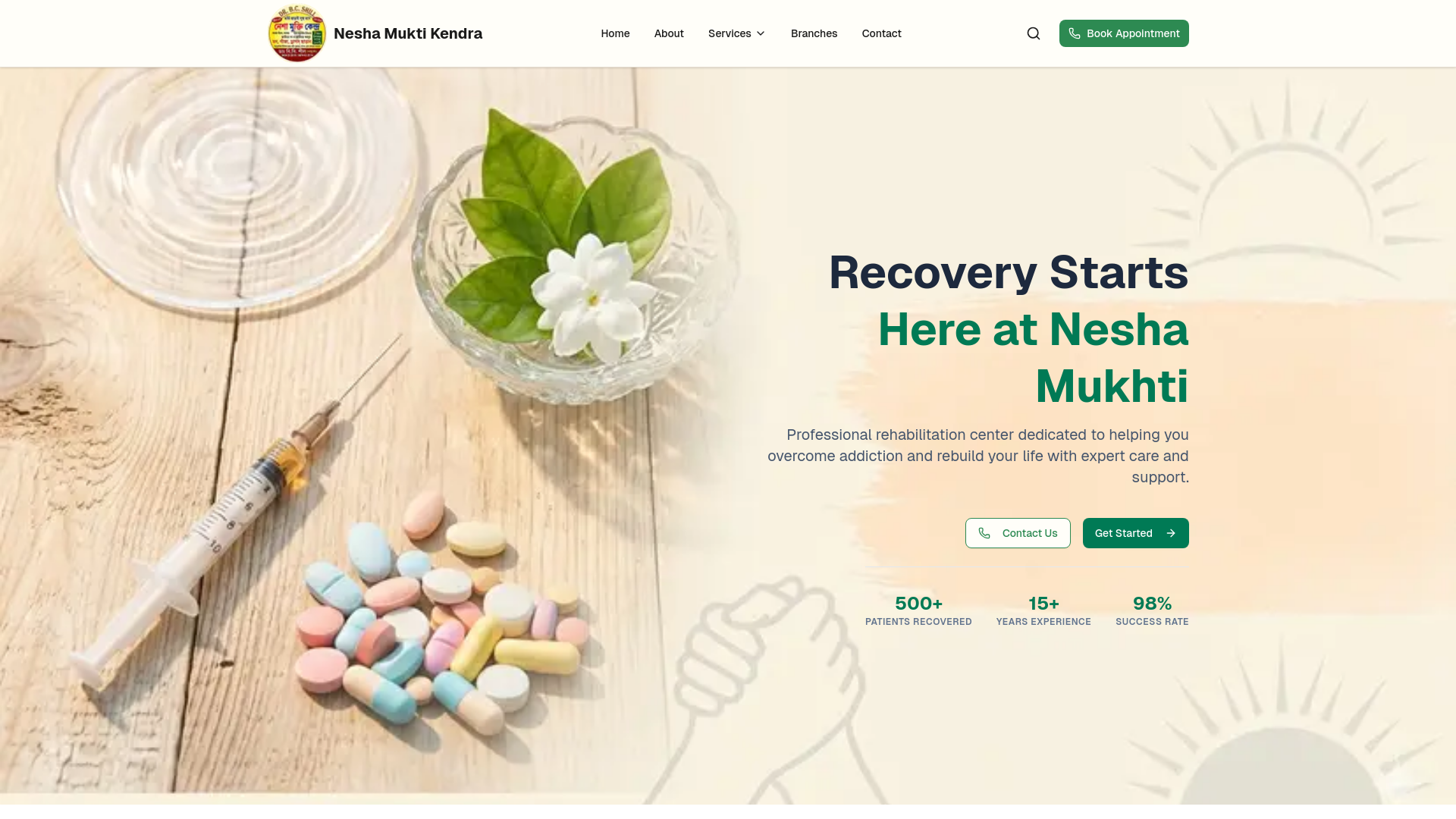 website screenshot of https://neshamuktikendra.in