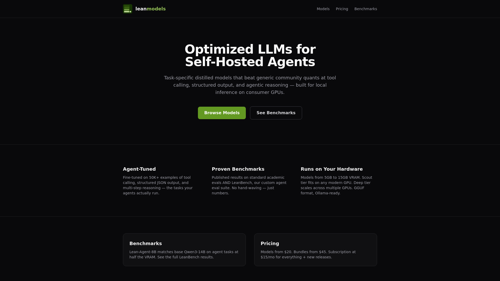 website screenshot of https://leanmodels.pages.dev/