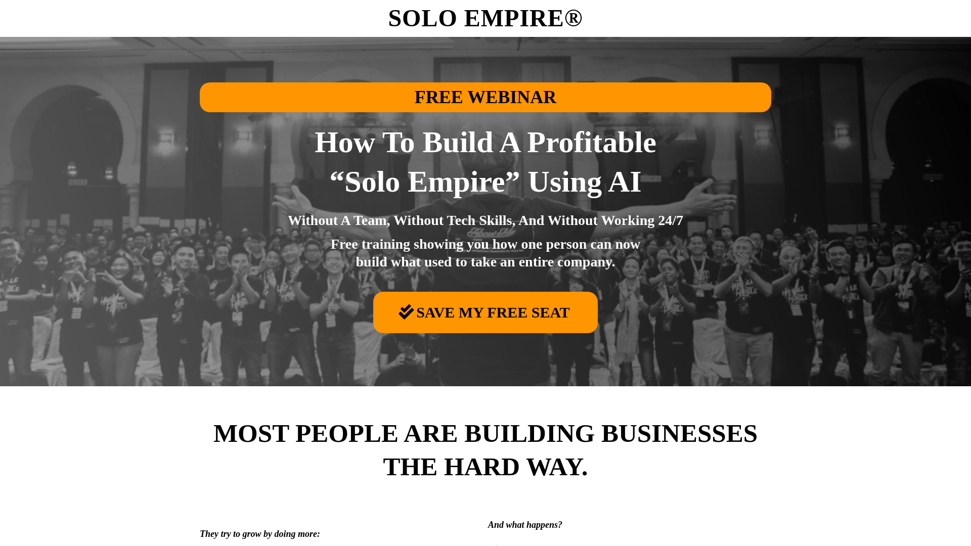 website screenshot of https://soloempireai.com/