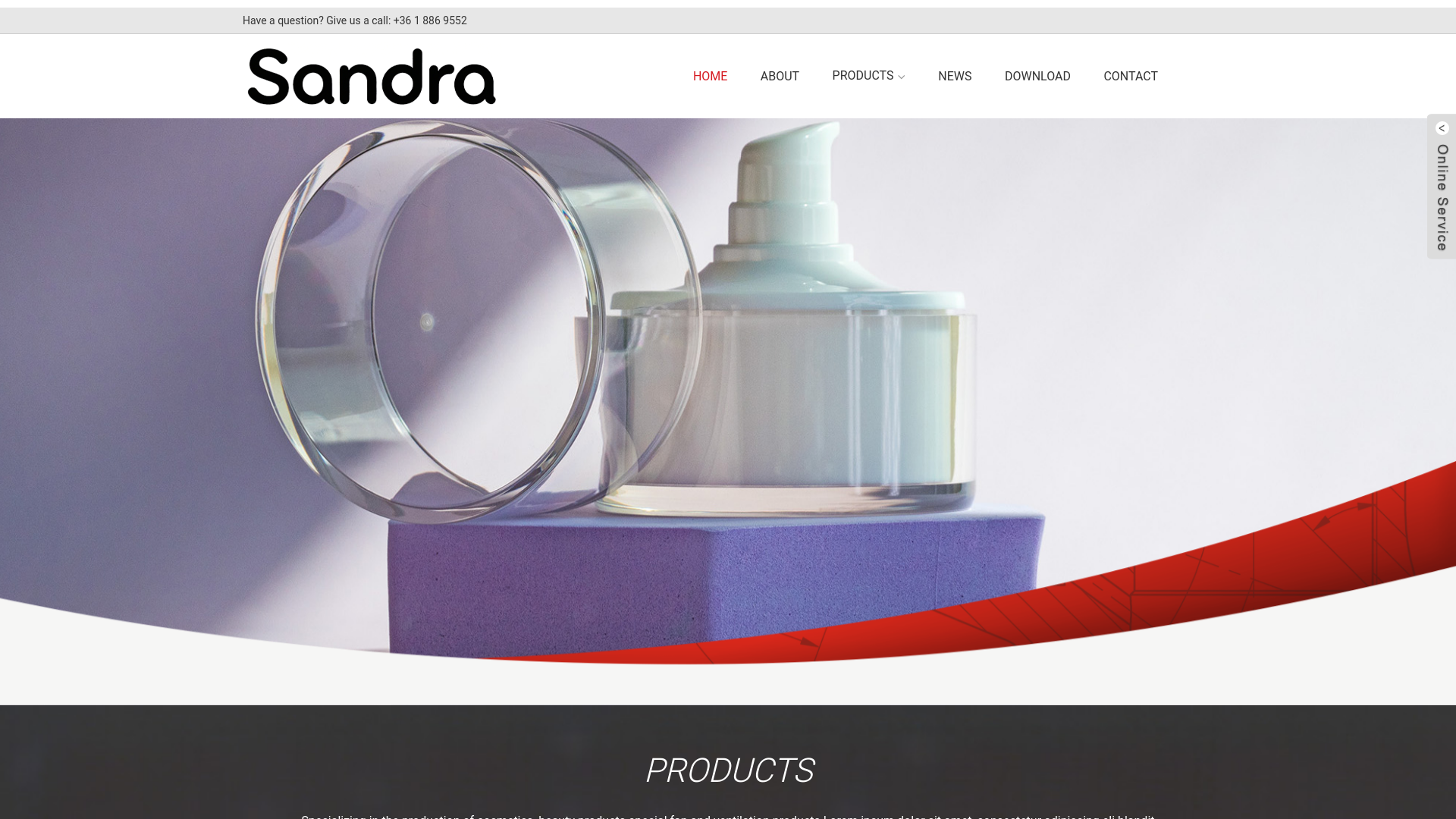 website screenshot of https://sandra-packaging.com/