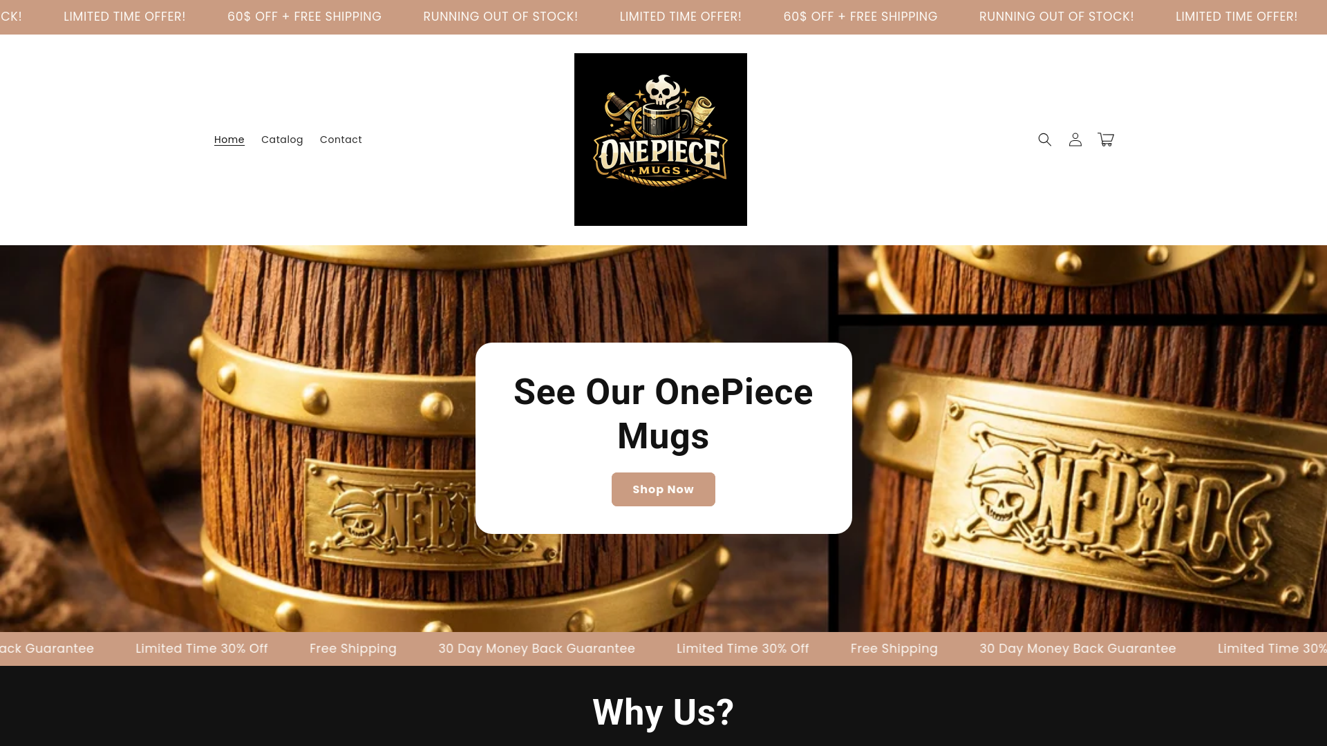 website screenshot of https://onepiecemugs.net/