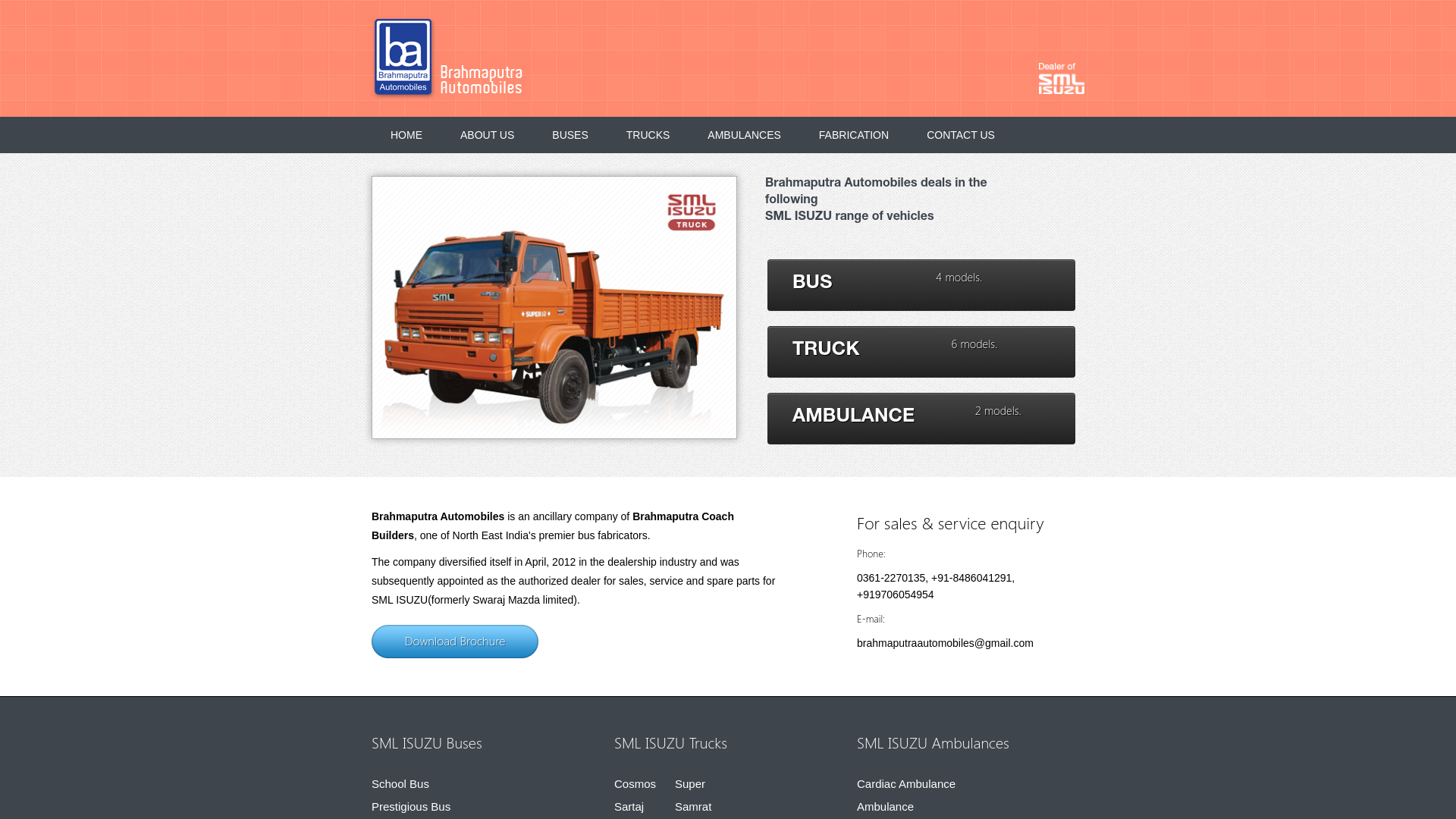 website screenshot of https://brahmaputraautomobiles.com/