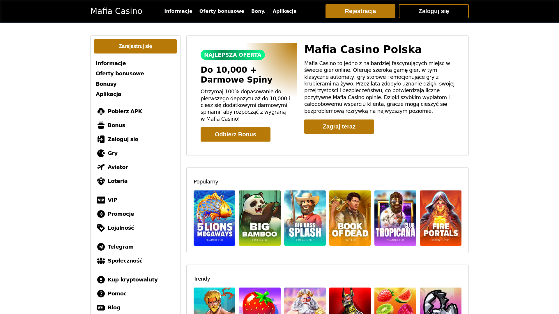 website screenshot of https://mafiacasinopolska-com.pages.dev/