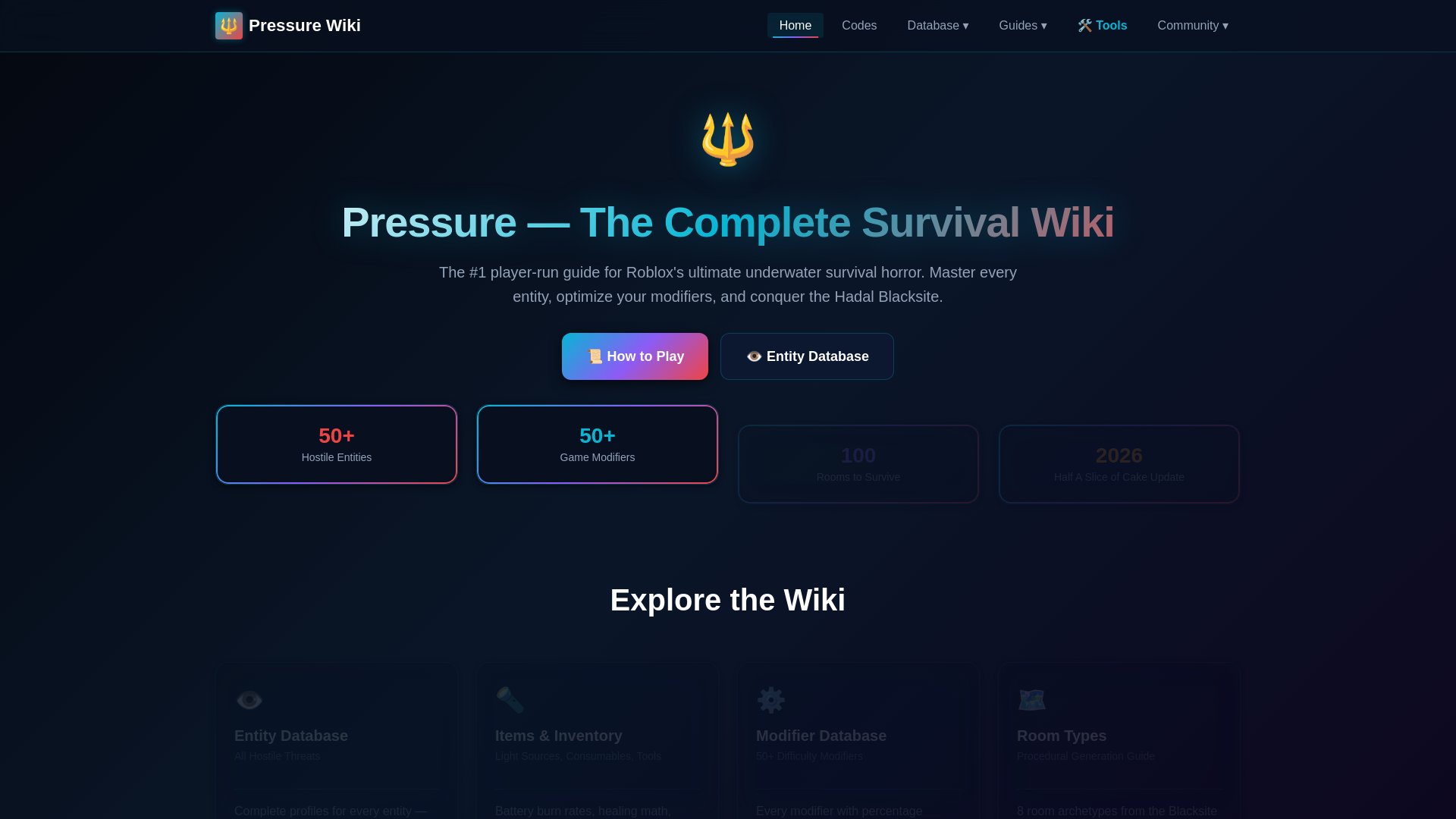 website screenshot of https://pressuregame.wiki