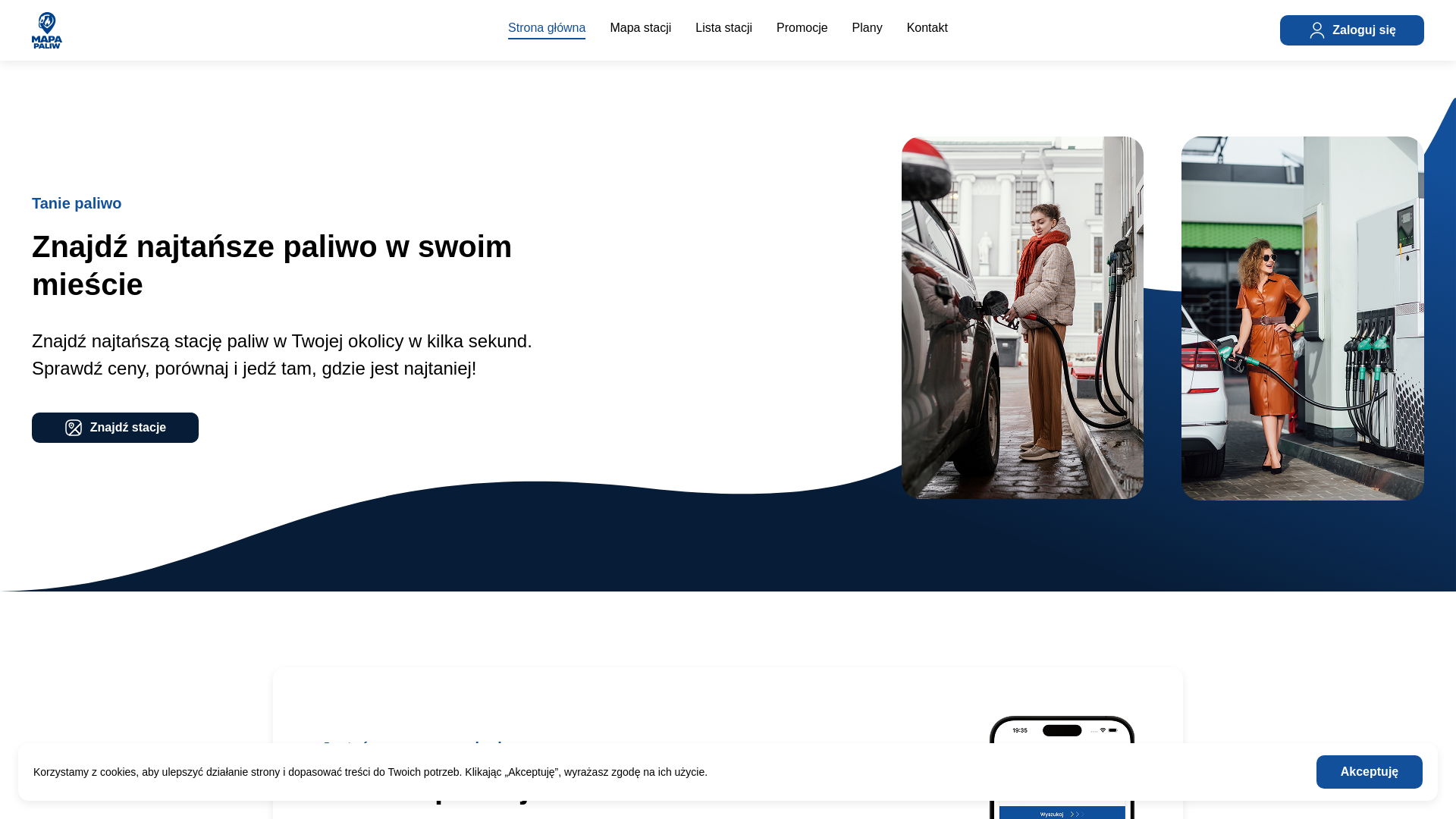 website screenshot of https://mapa-paliw.pl/