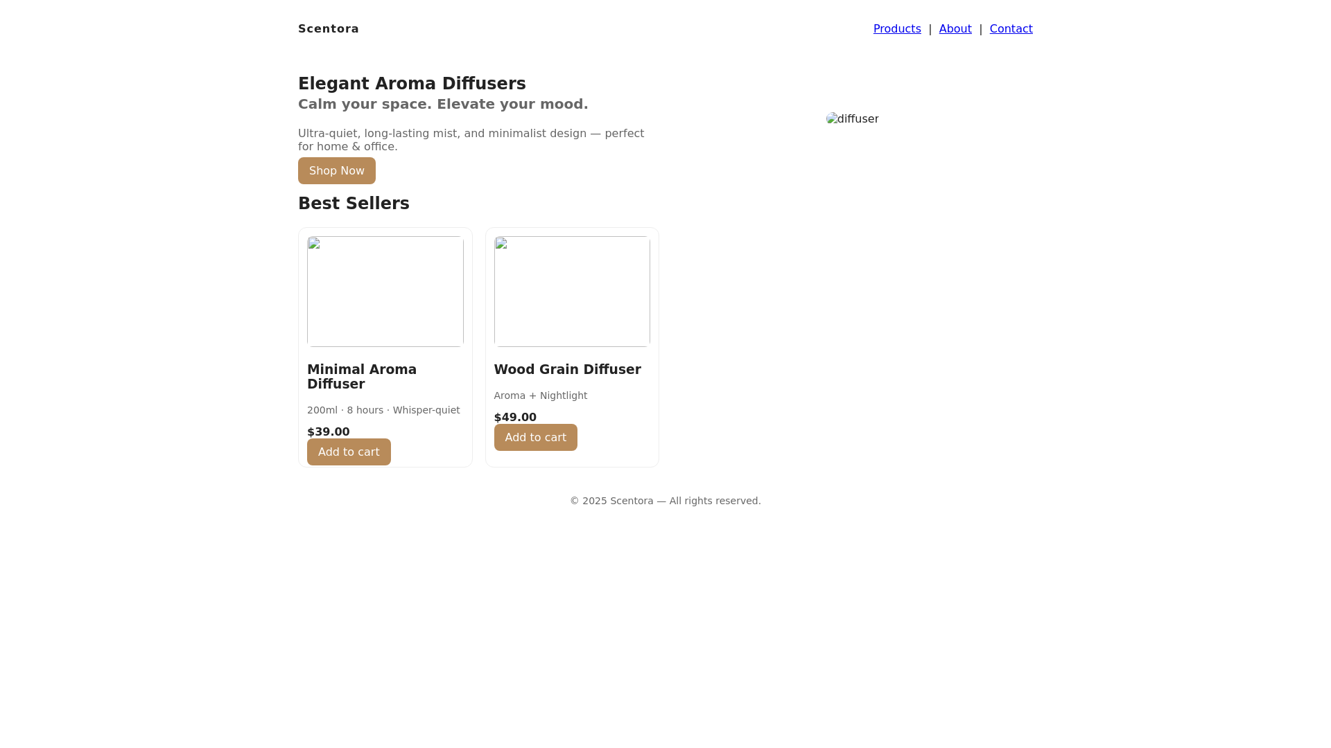 website screenshot of https://scentora.pages.dev/