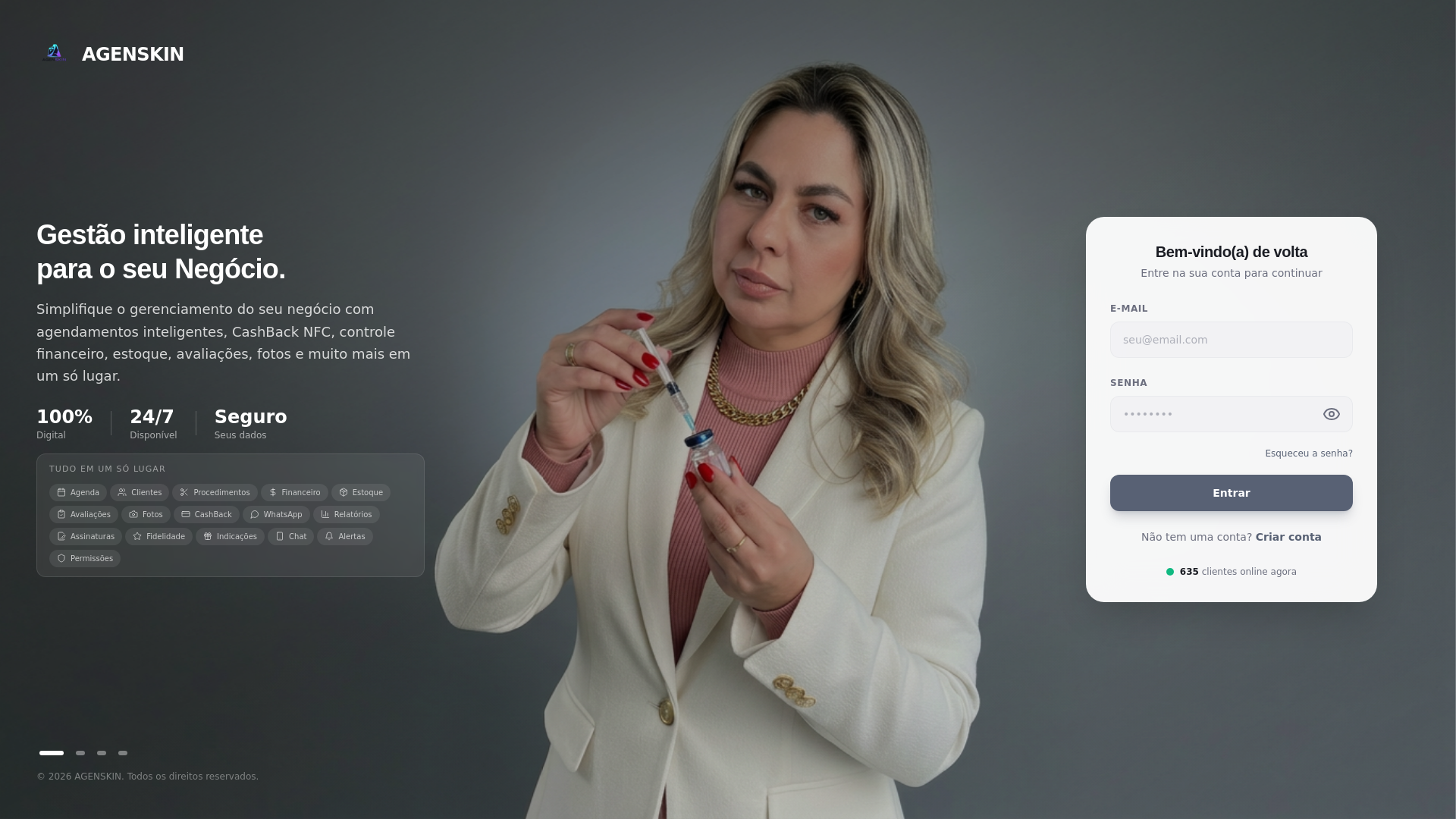 website screenshot of https://agenskin.com.br/