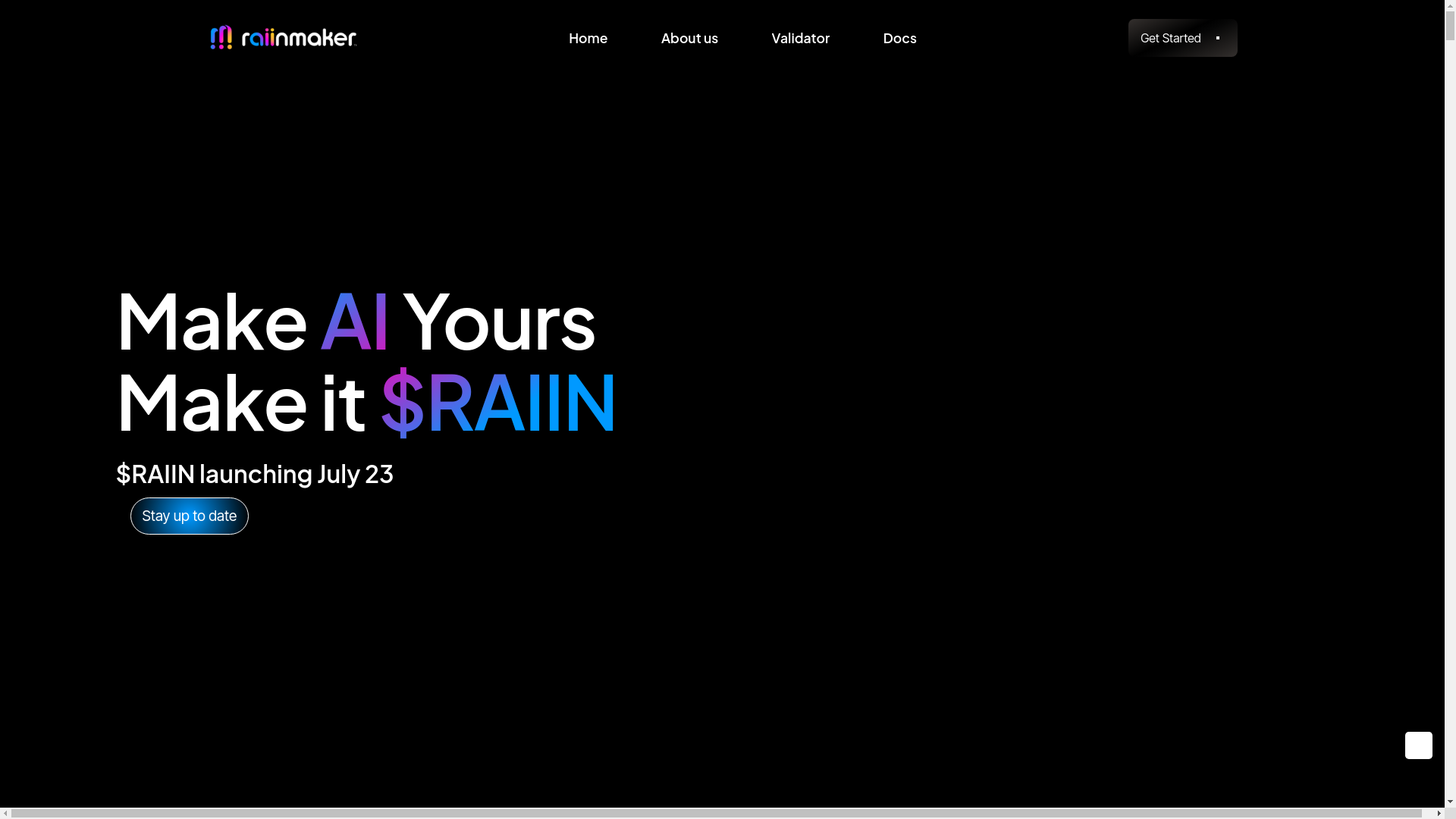 website screenshot of https://raiin.run/