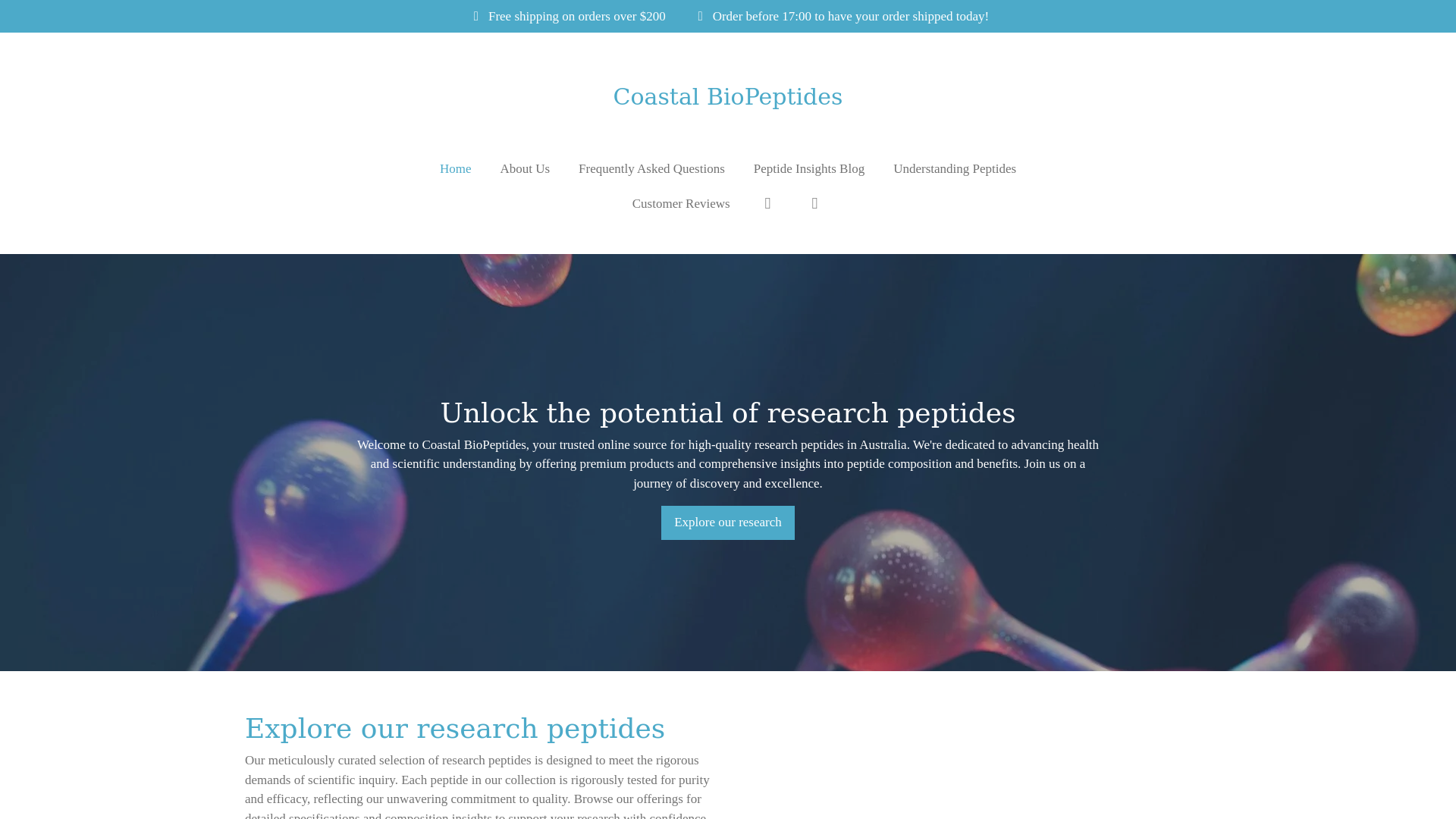 website screenshot of https://coastalbiopeptides.com/