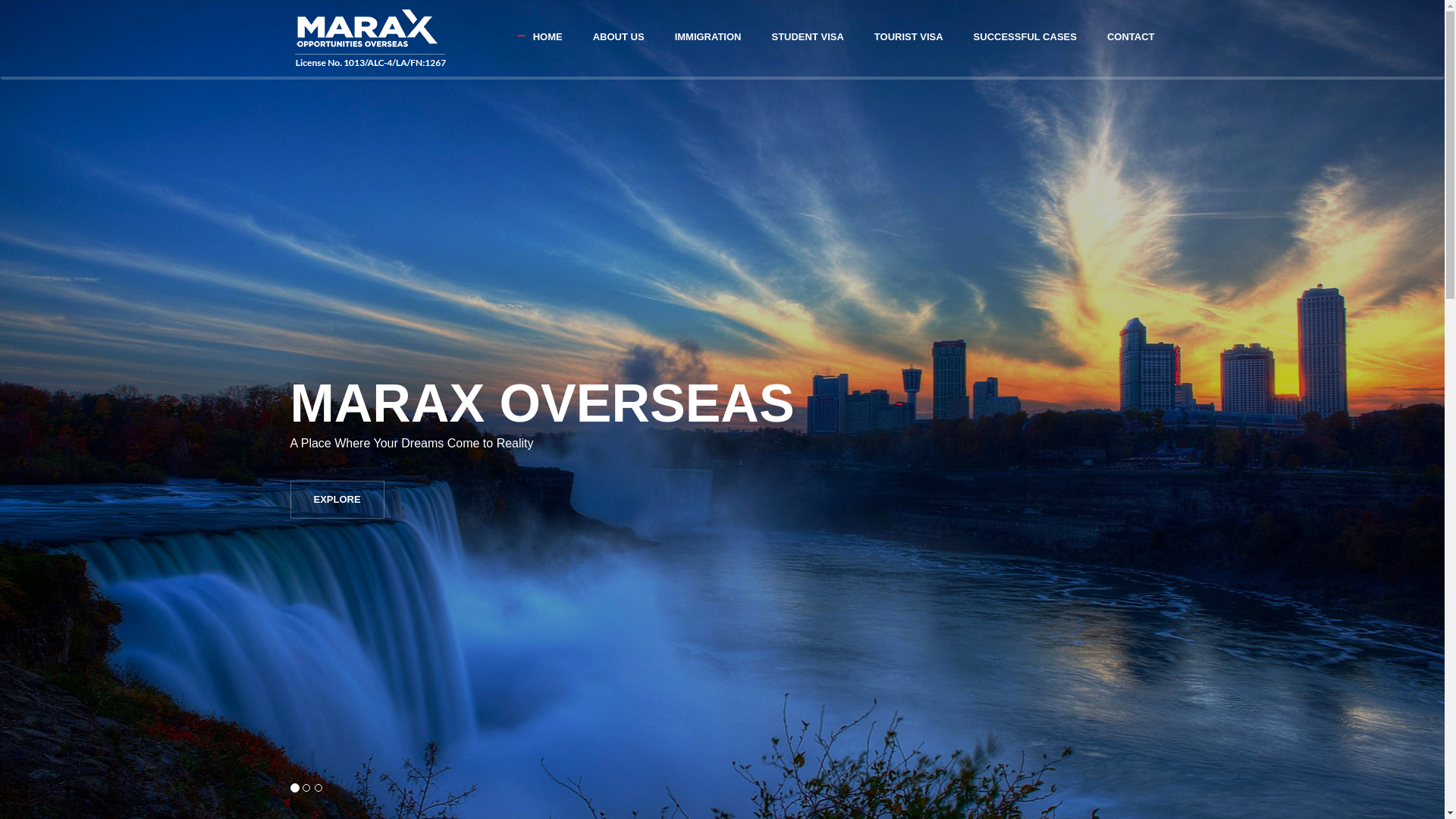 website screenshot of https://maraxoverseas.in/