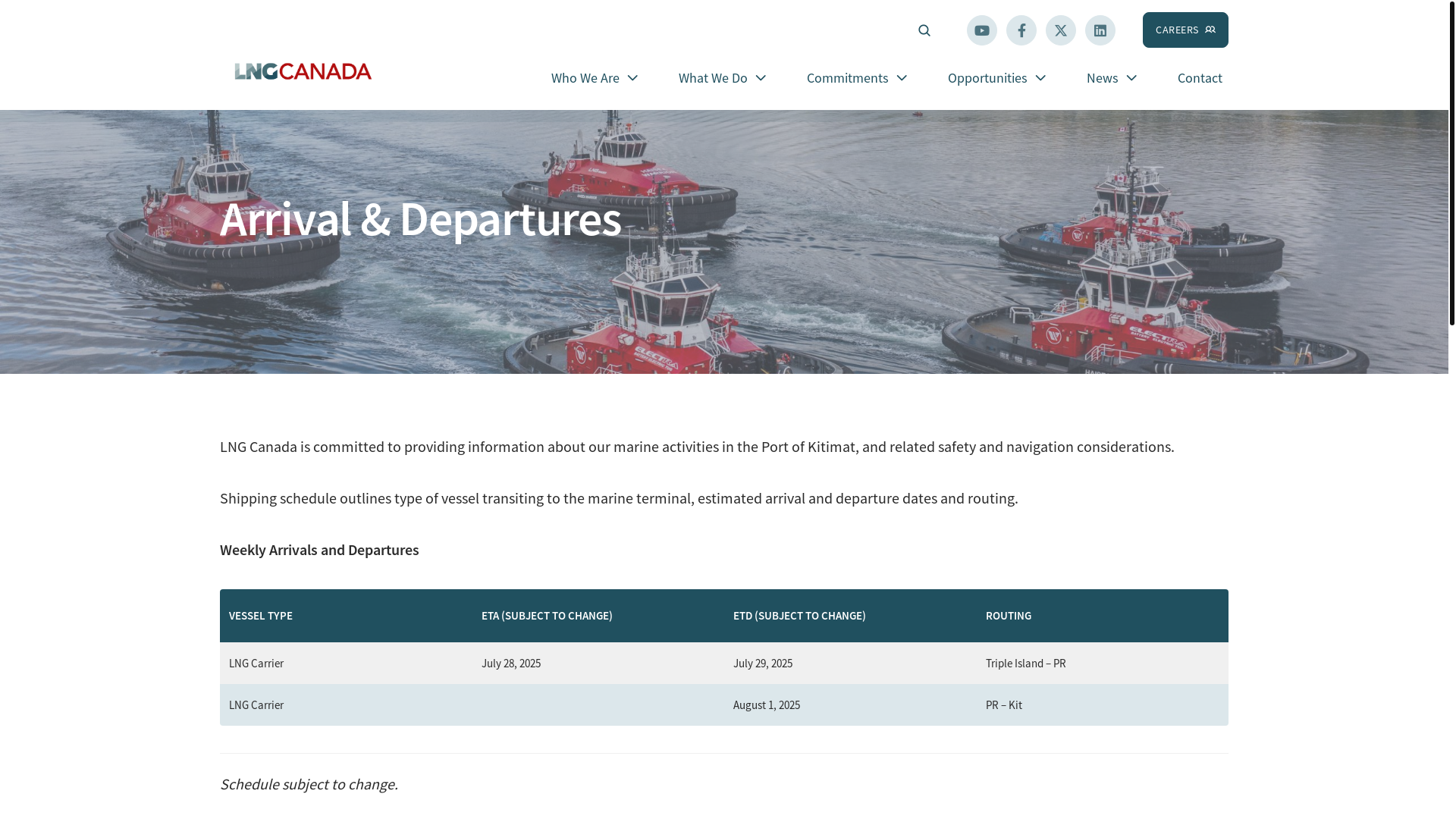 website screenshot of https://www.lngcanada.ca/what-we-do/marine-terminal-operations/arrival-departures/