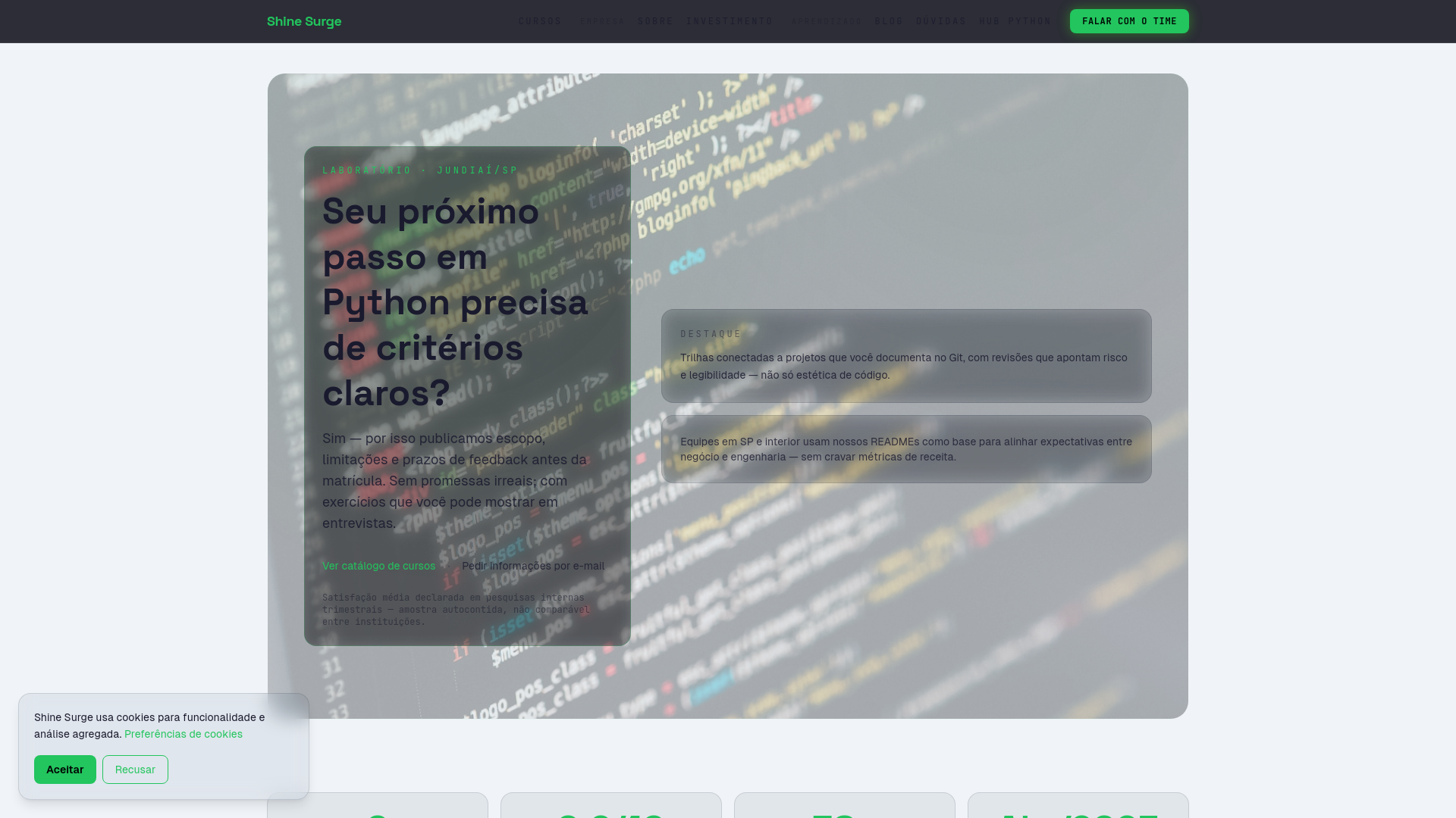 website screenshot of https://shine-surge.digital/