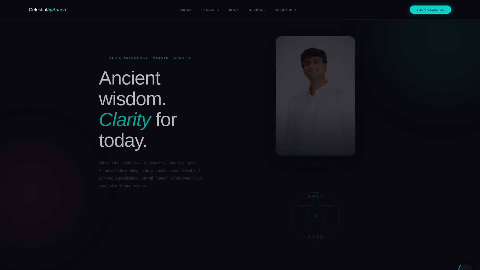 website screenshot of https://celestialbyanand.com/