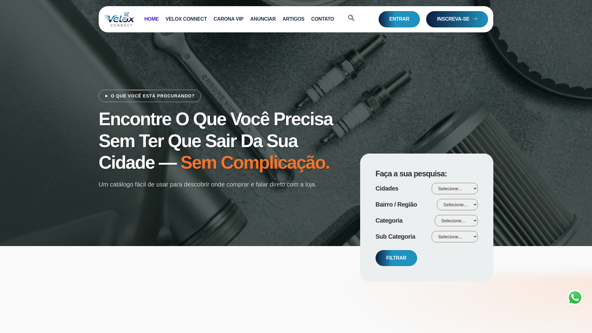 website screenshot of https://veloxconnect.com.br/