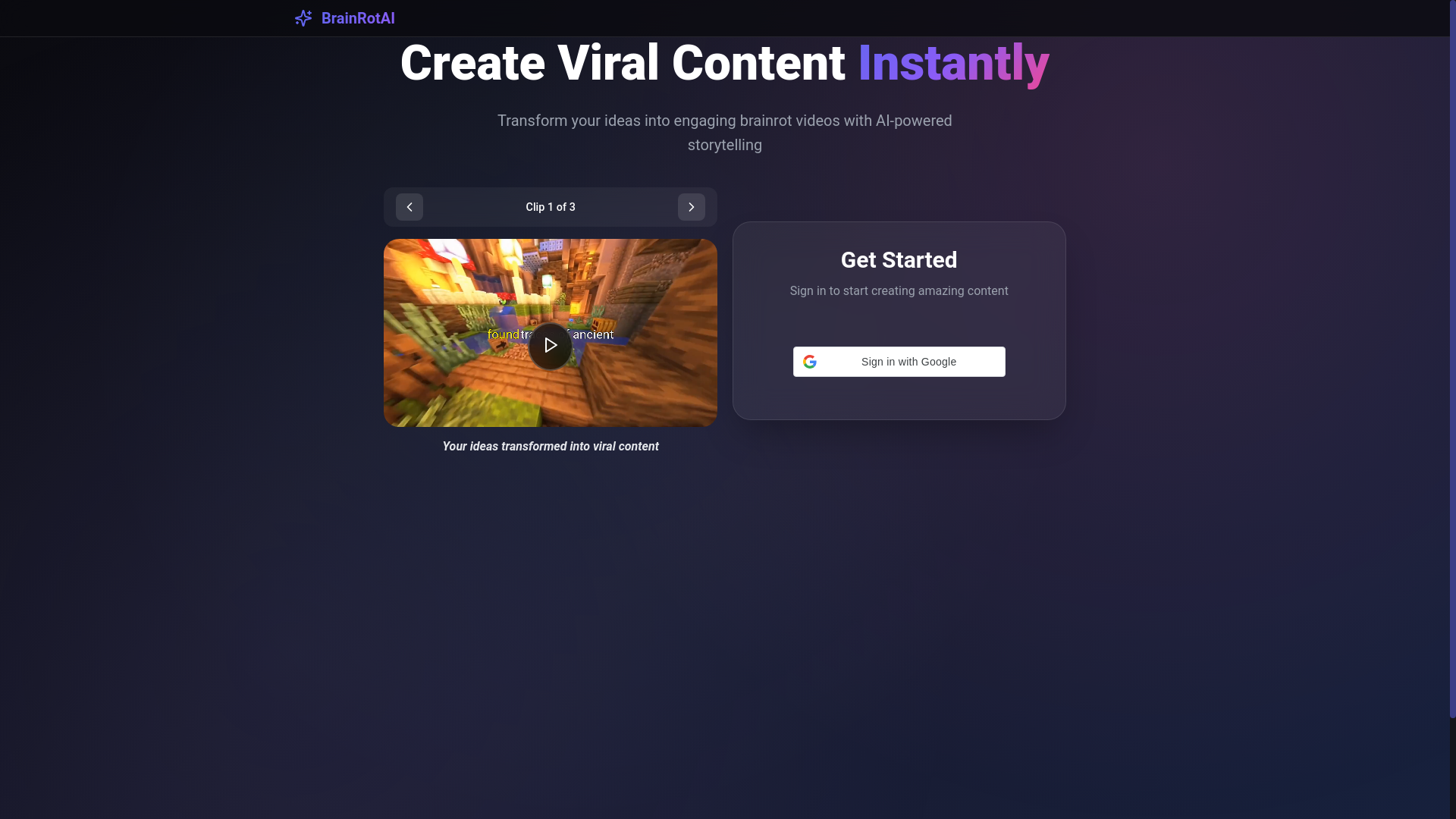 website screenshot of https://brainrotai.pages.dev/