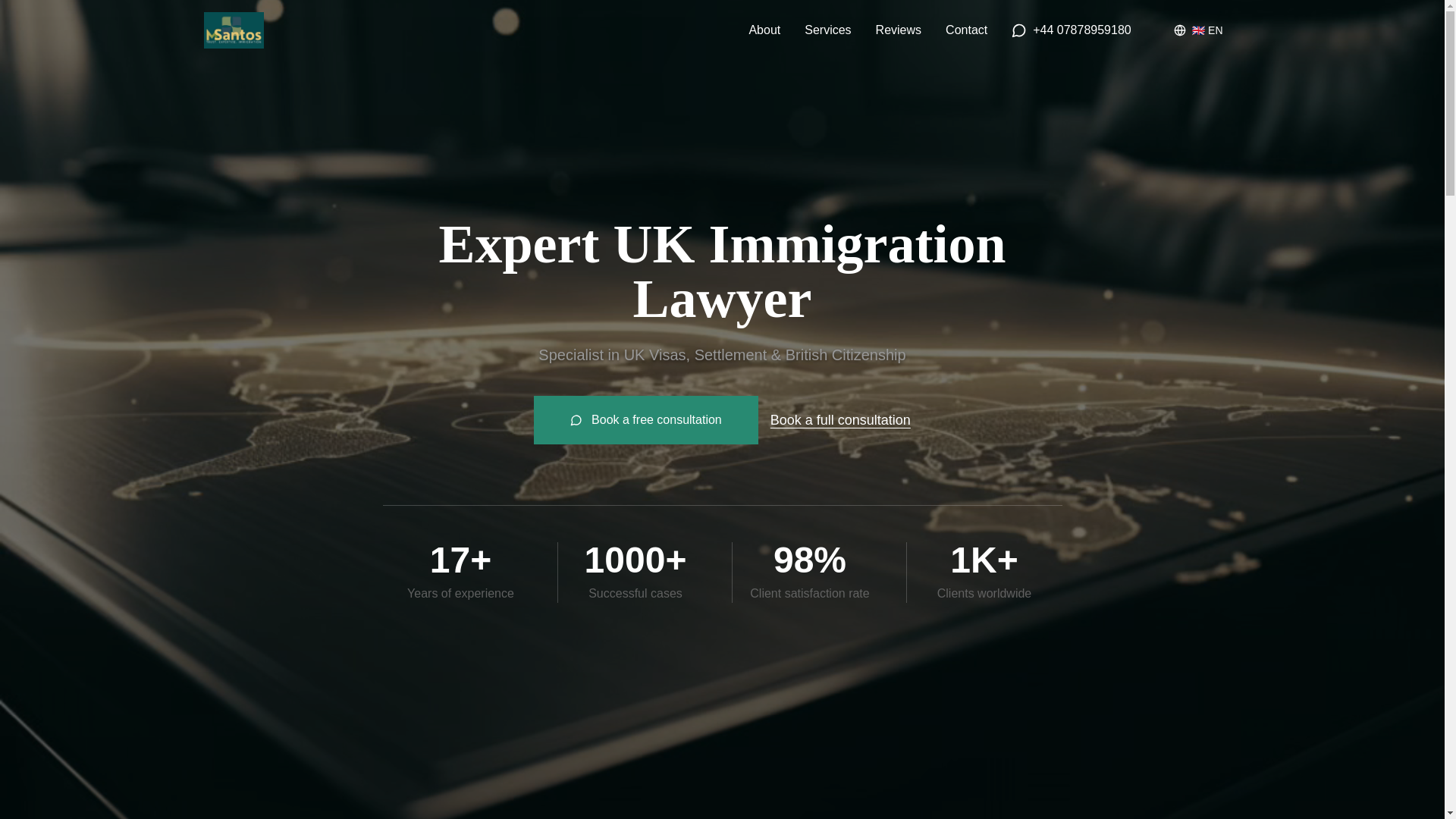 website screenshot of https://santoslegal.co.uk/