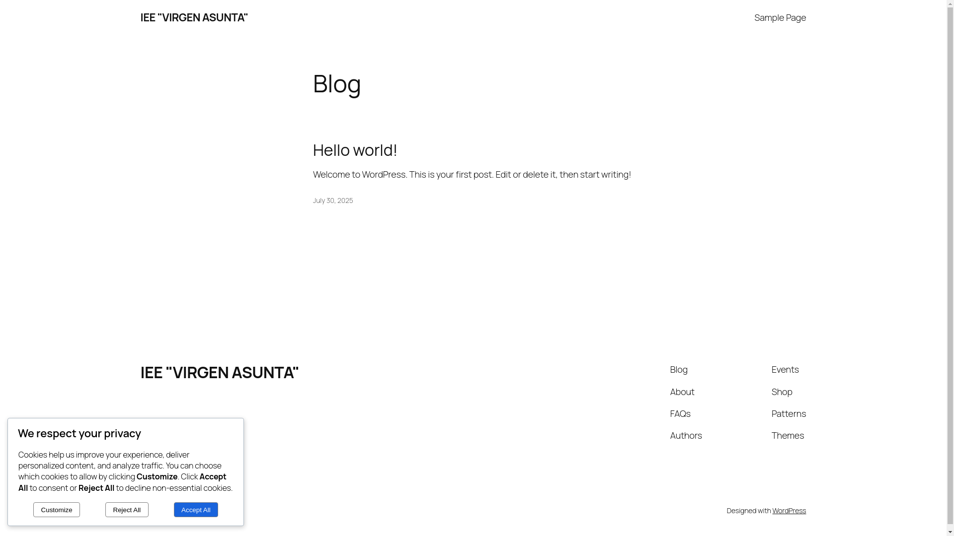 website screenshot of https://virgenasunta.edu.pe/
