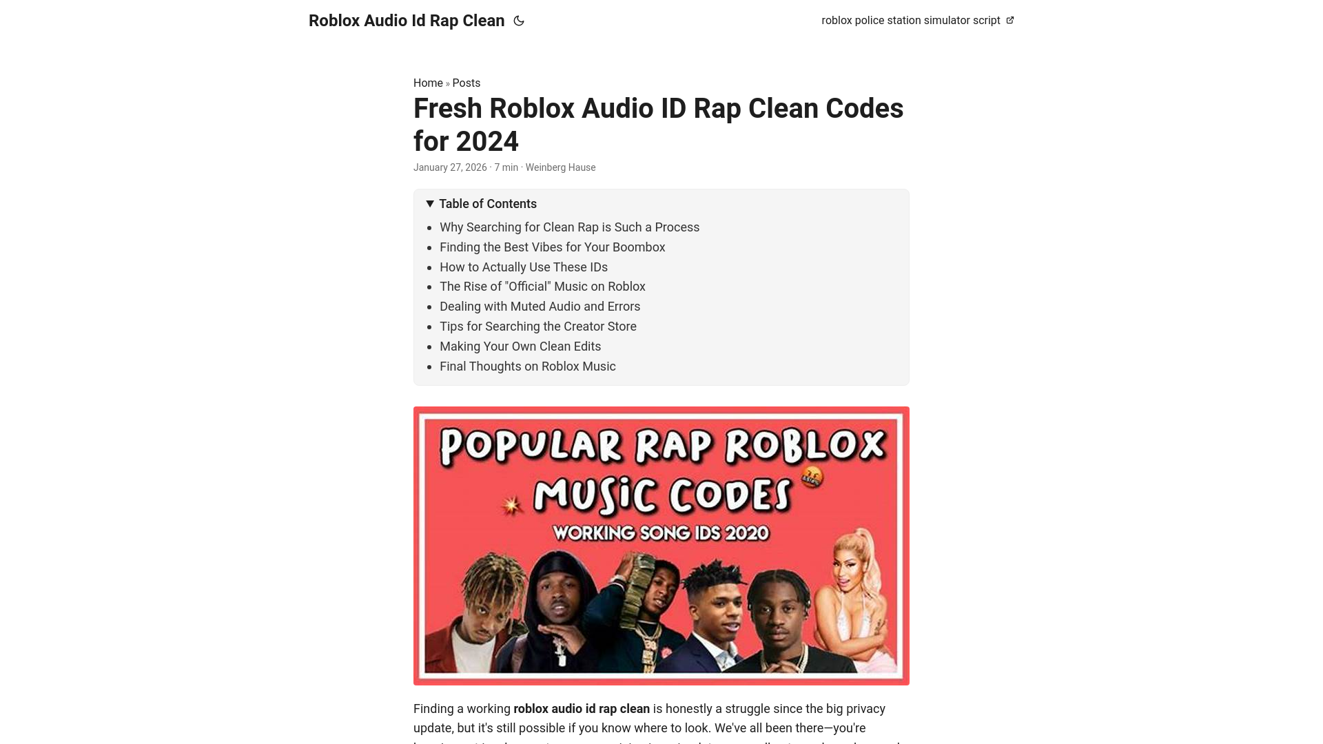 website screenshot of https://roblox-audio-id-rap-clean.pages.dev/