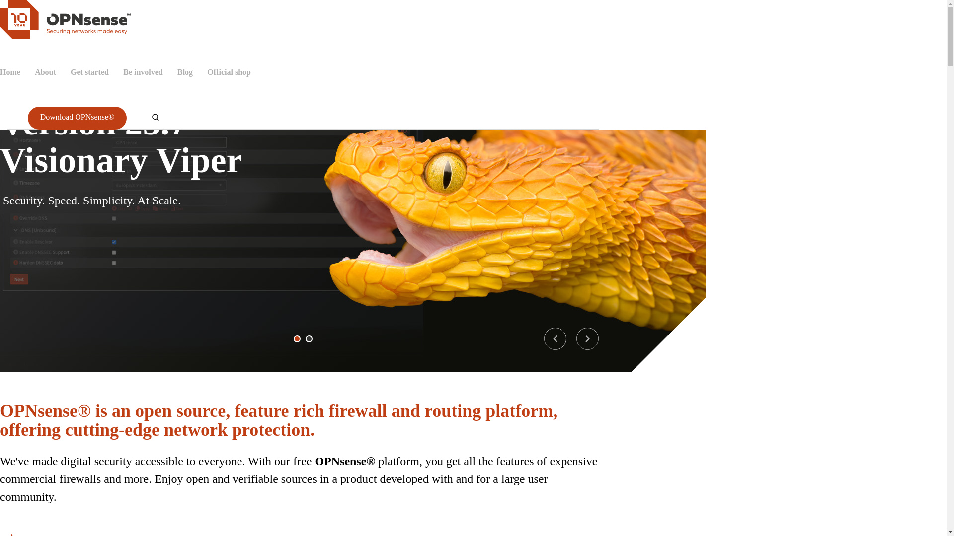 website screenshot of https://opnsense.org
