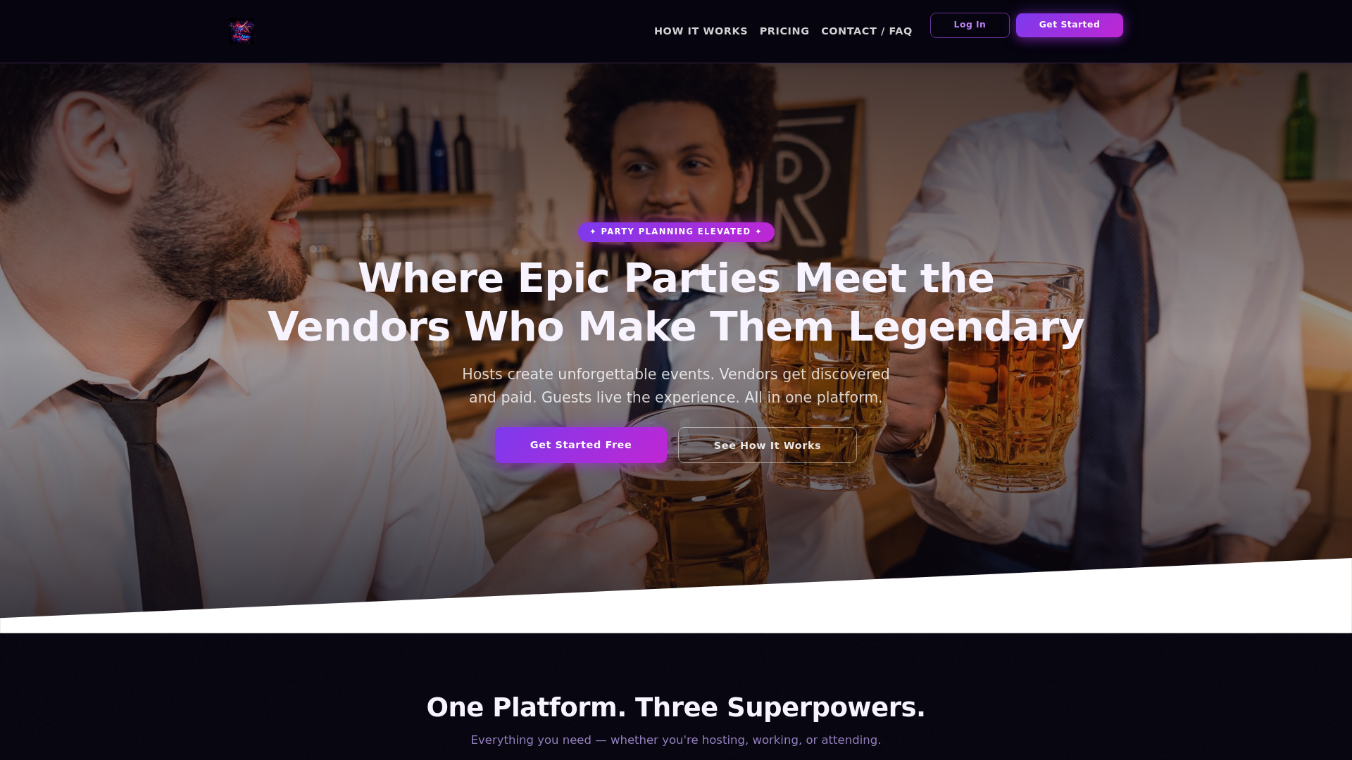 website screenshot of https://partylitator.com/