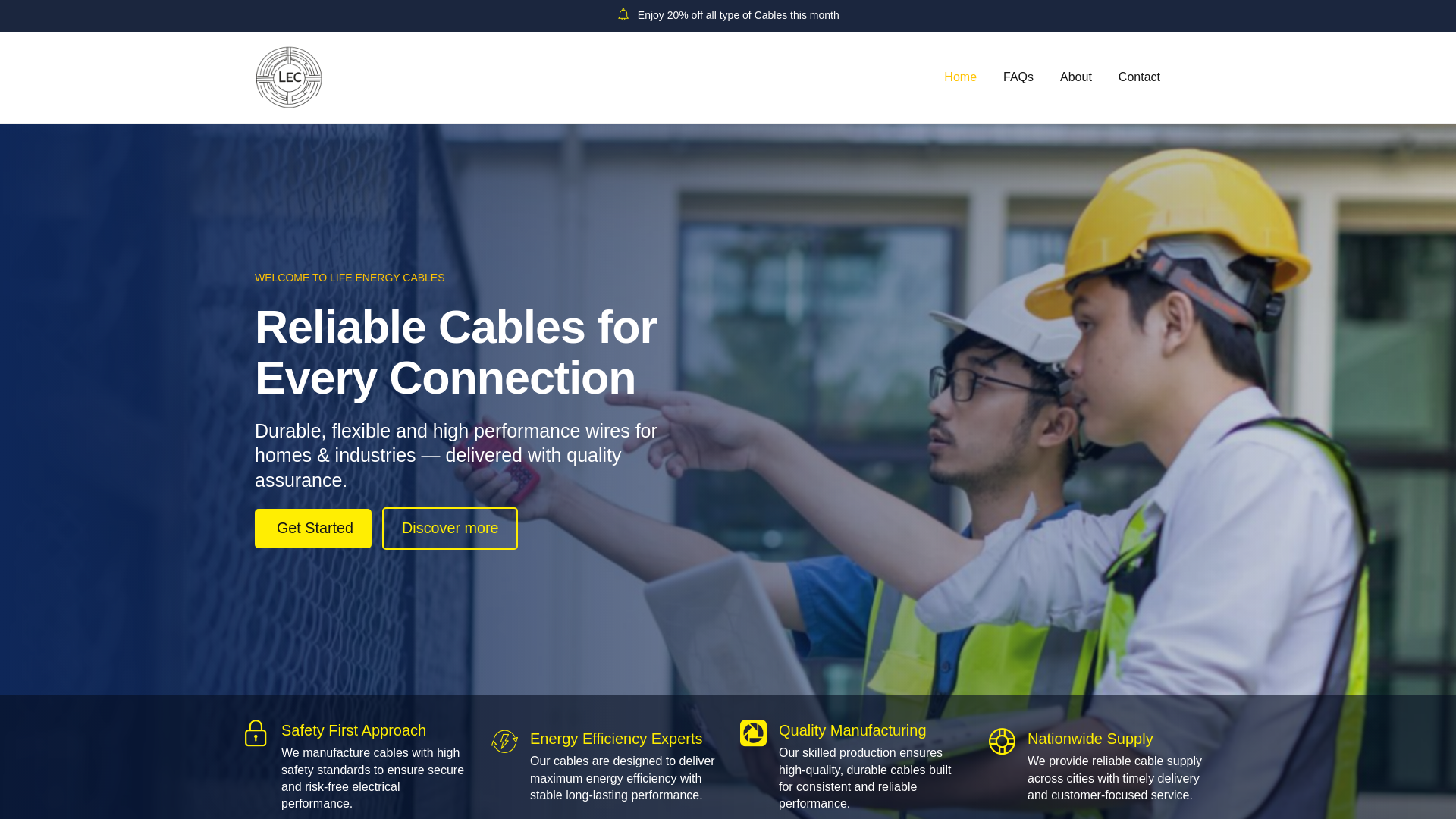 website screenshot of https://lifeenergycables.com