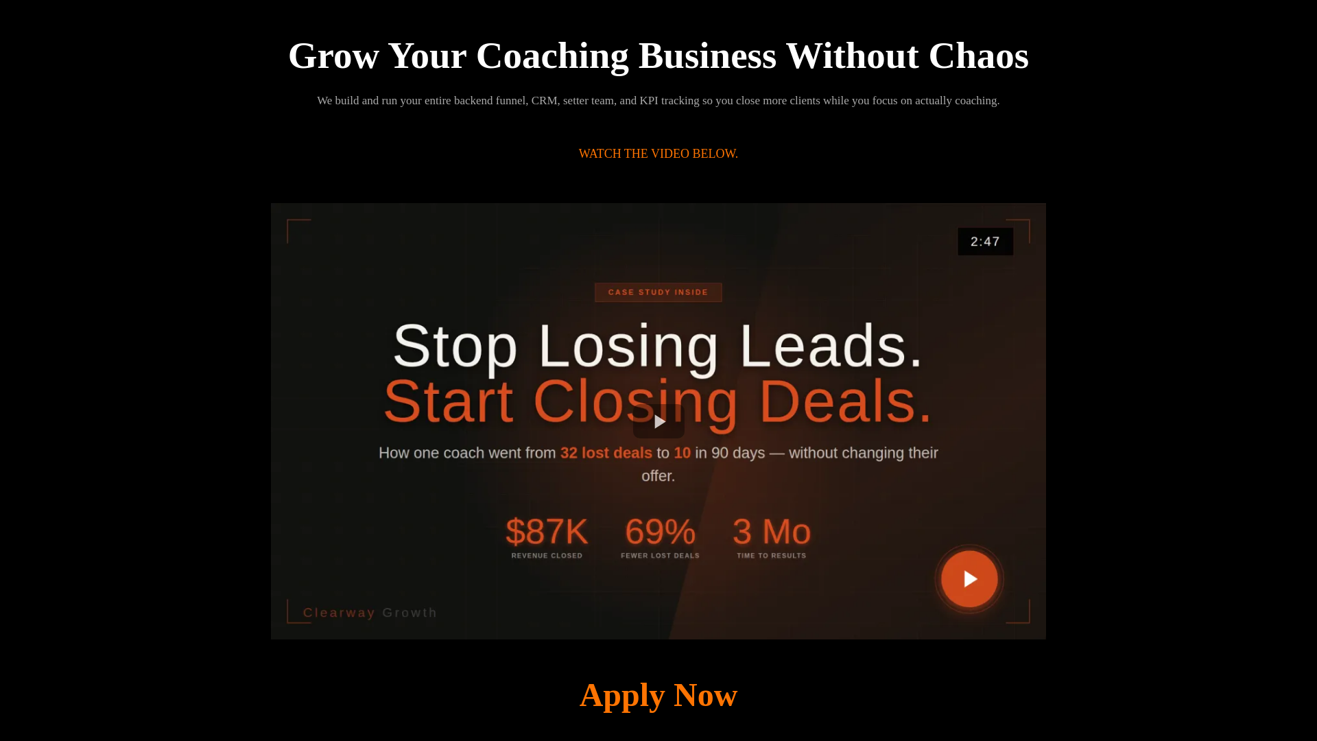 website screenshot of https://clearwaygrowth.com/