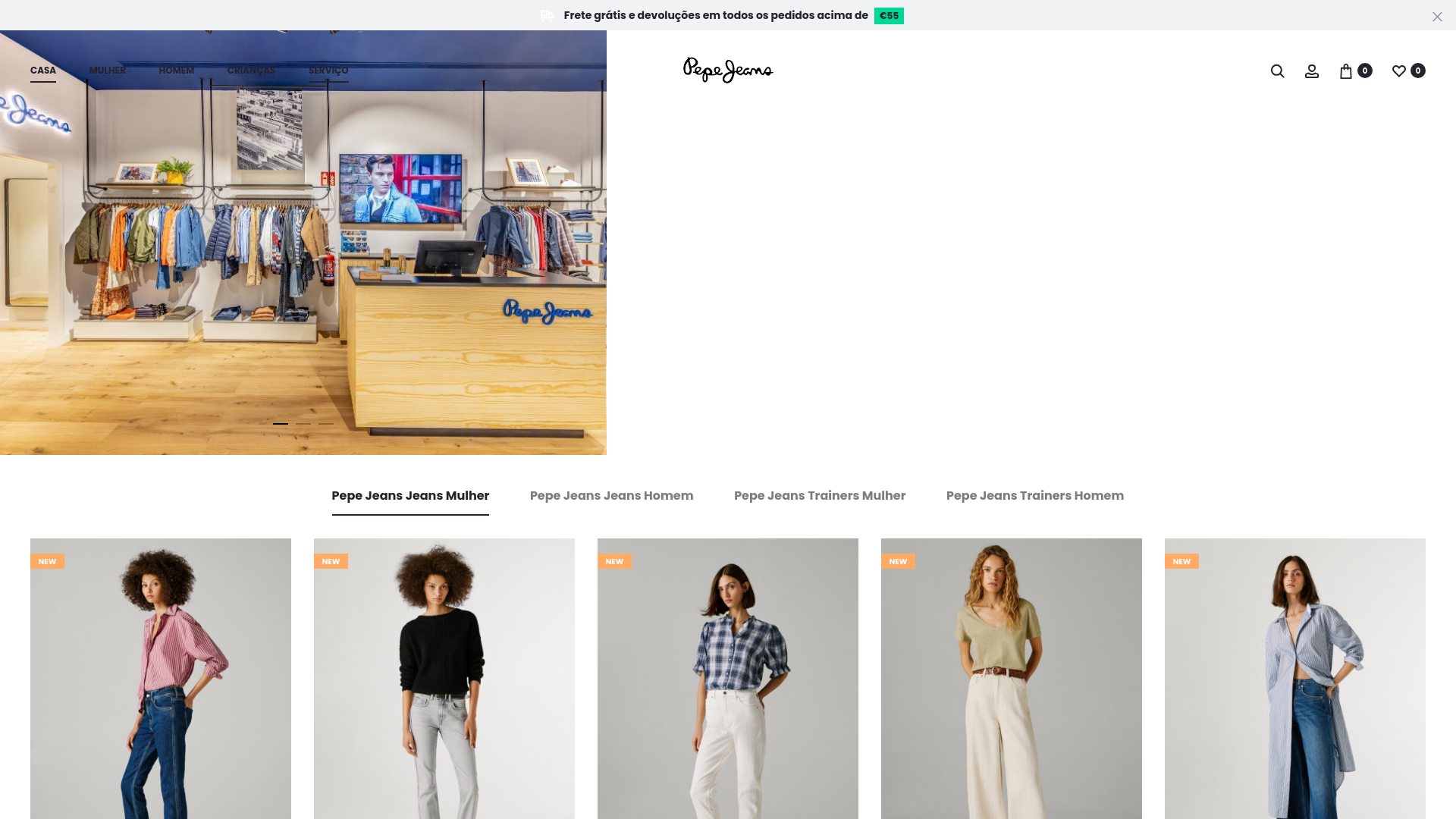website screenshot of https://pepejeanspt.com/