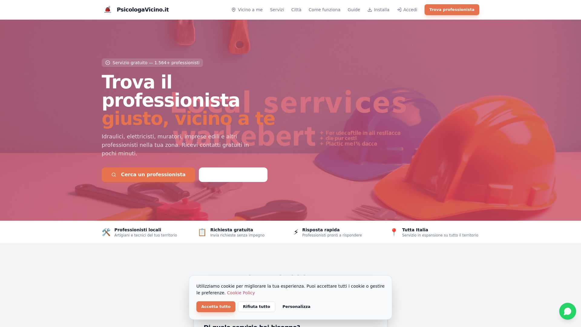 website screenshot of https://psicologavicino.it/