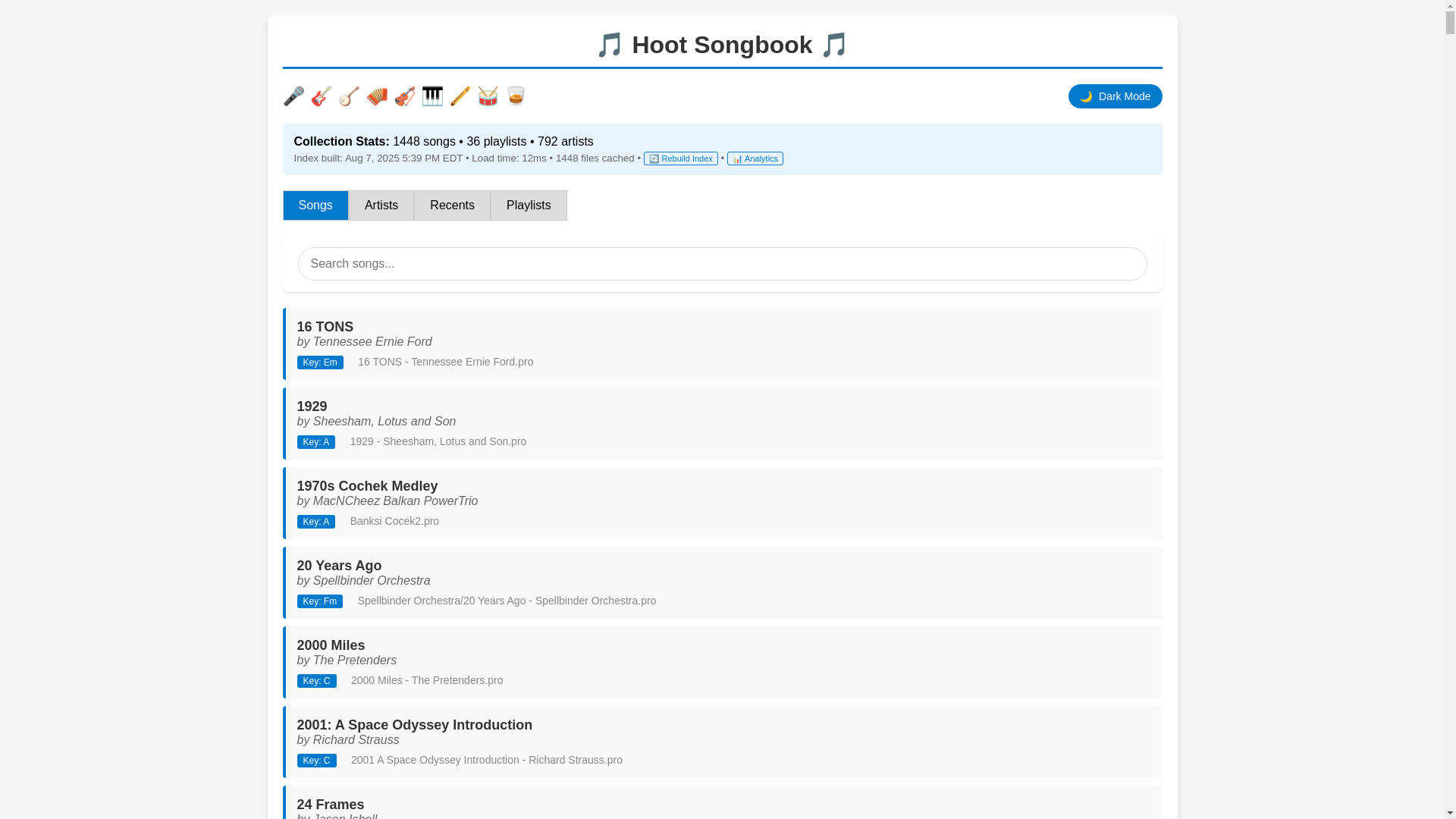 website screenshot of https://hootsongbook.app/