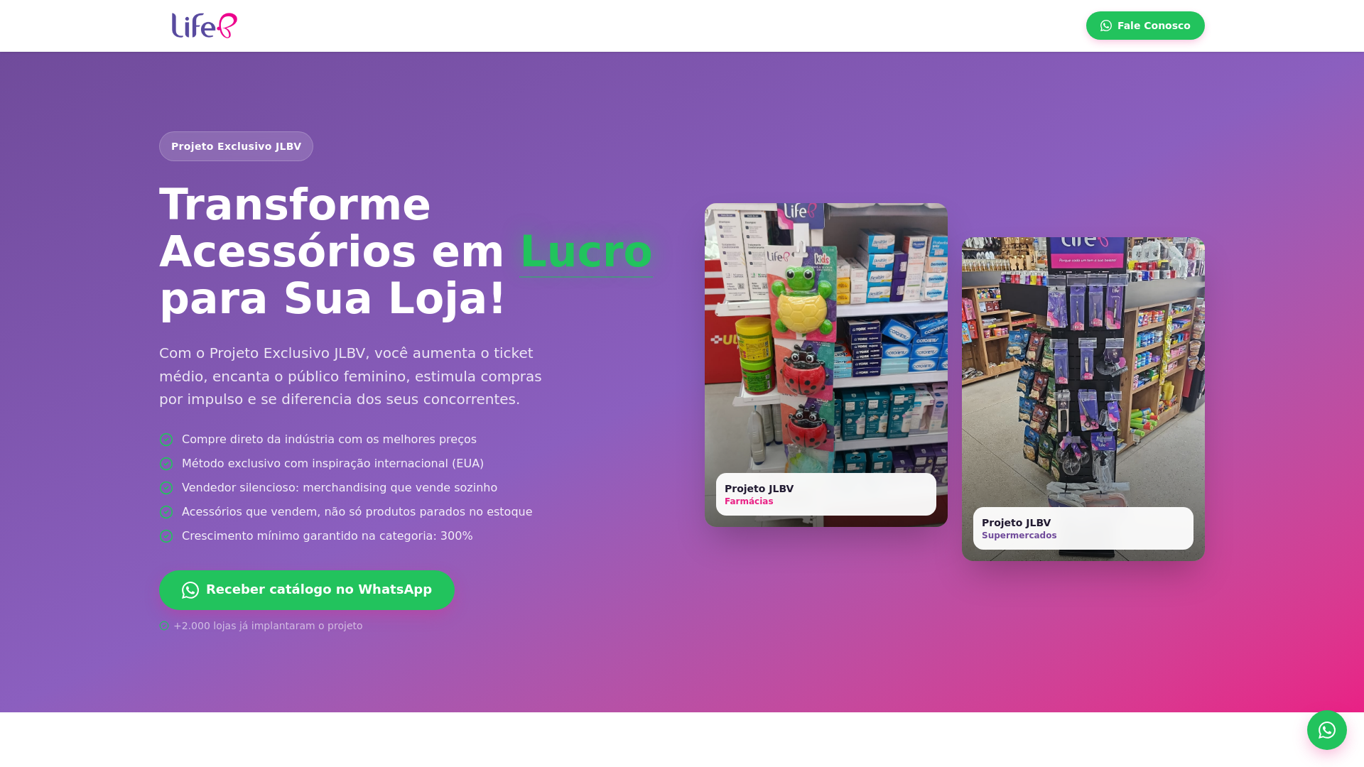 website screenshot of https://projetojlbv.com.br
