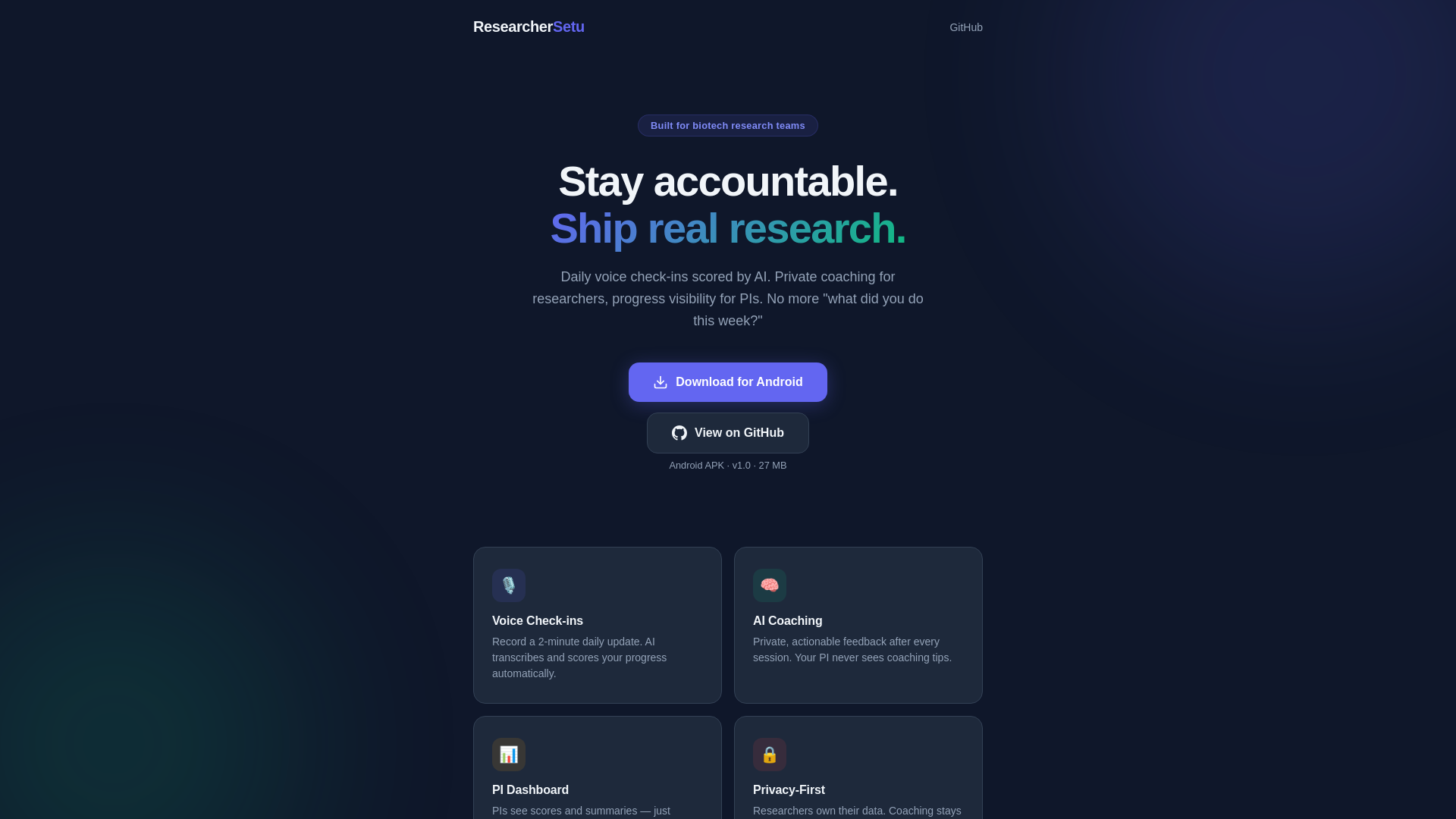 website screenshot of https://researcher-setu-landing.pages.dev/