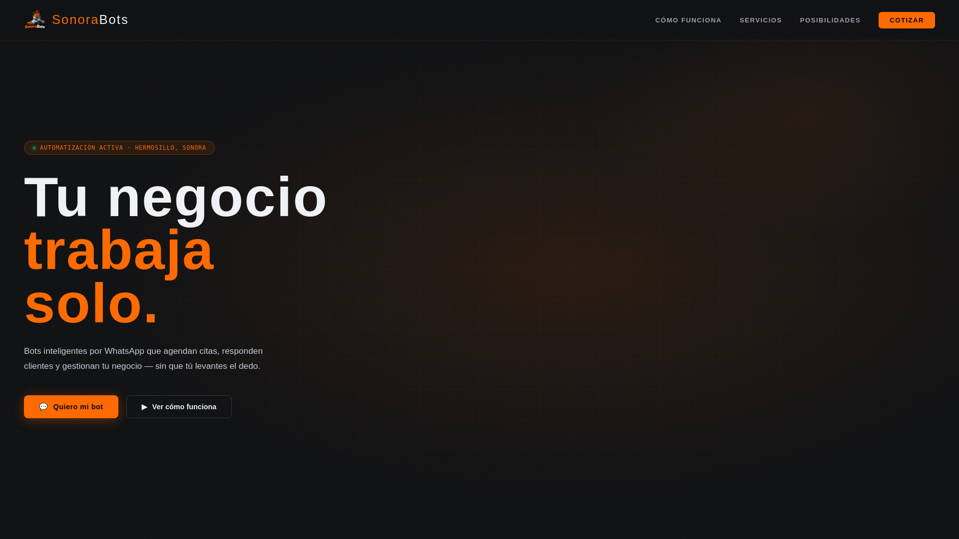 website screenshot of https://sonorabots.cc