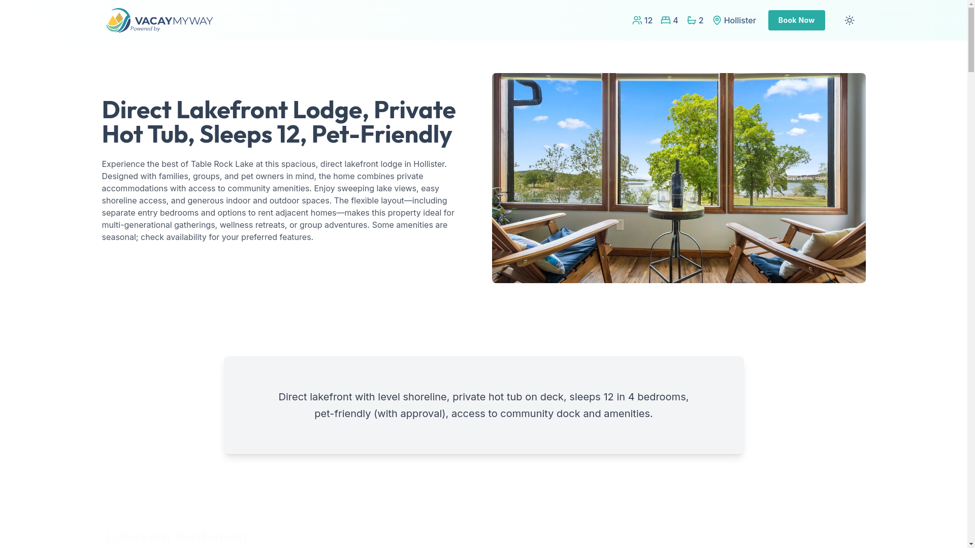 website screenshot of https://peacefulshore.vacations/