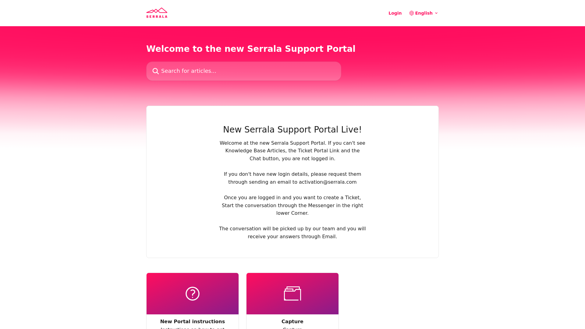 website screenshot of https://support.serralahub.com/