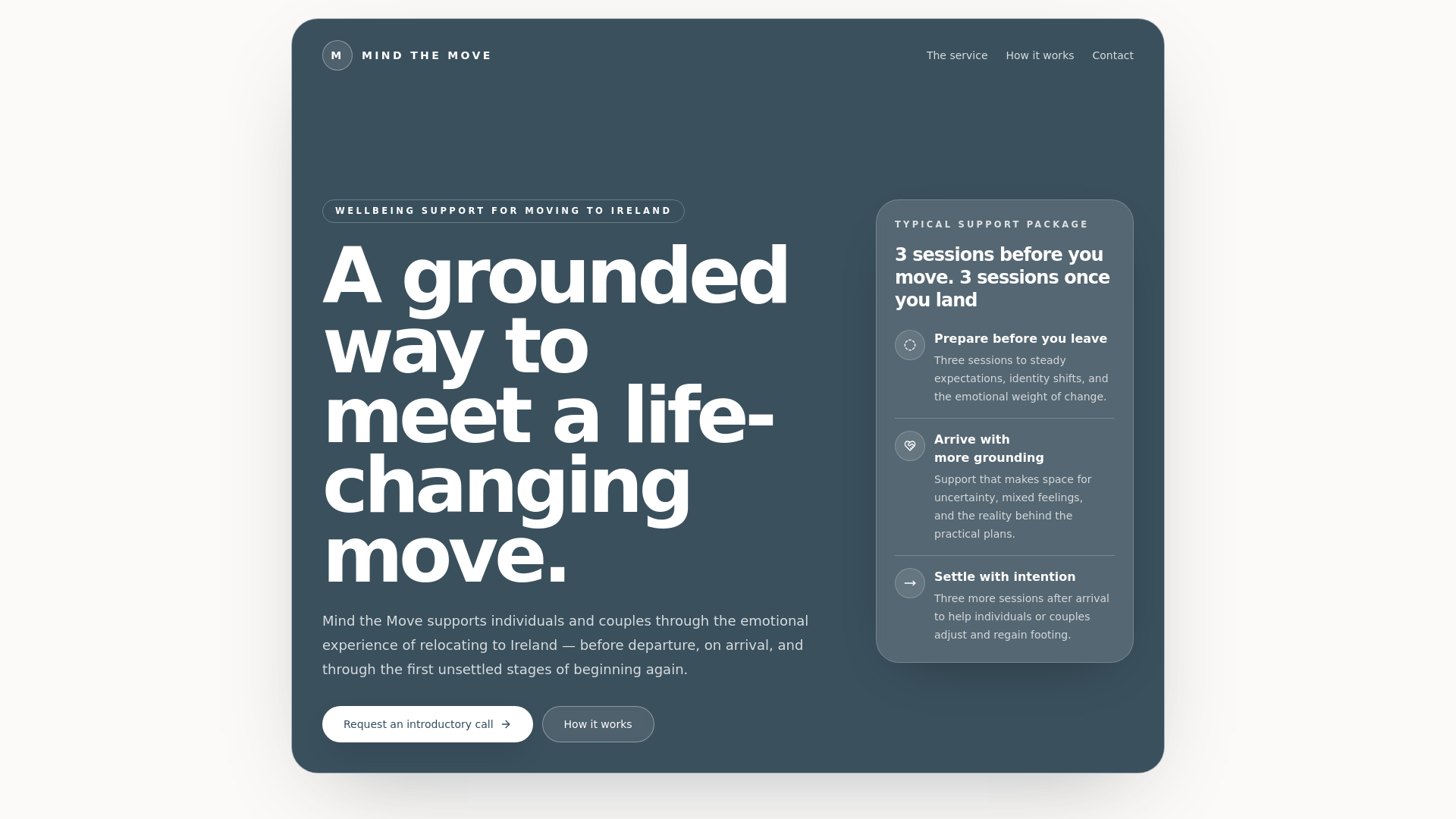 website screenshot of https://mindthemove.ie/