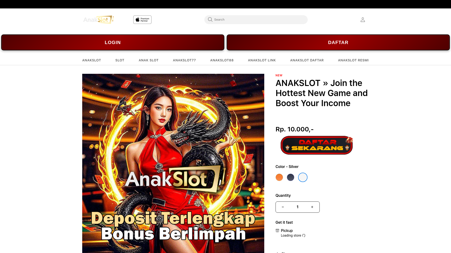 website screenshot of https://anakslot.tech/