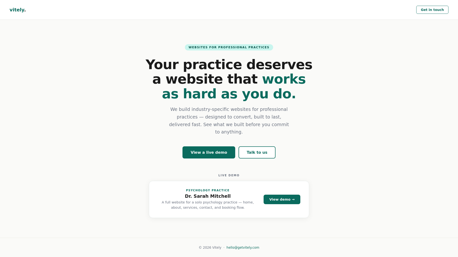 website screenshot of https://getvitely.com