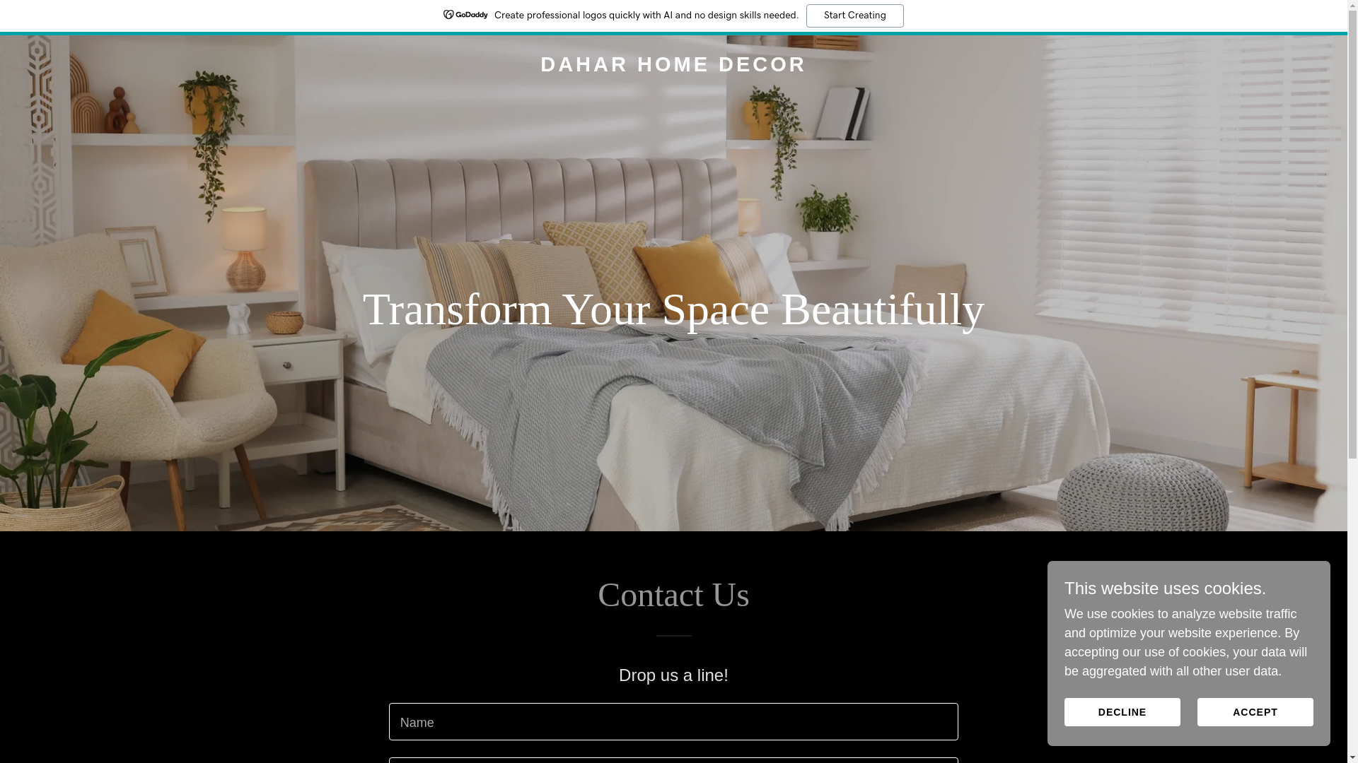 website screenshot of https://daharhomedecor.com/