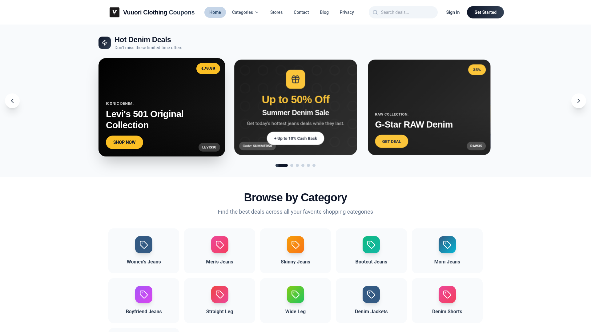 website screenshot of https://vuuoriclothingcoupons.club/