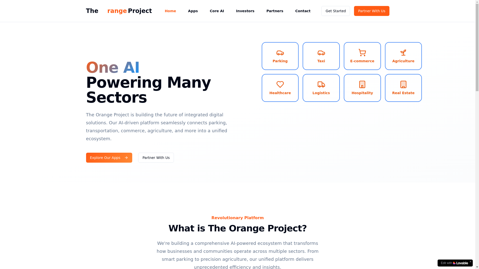 website screenshot of https://theorangeproject.app/