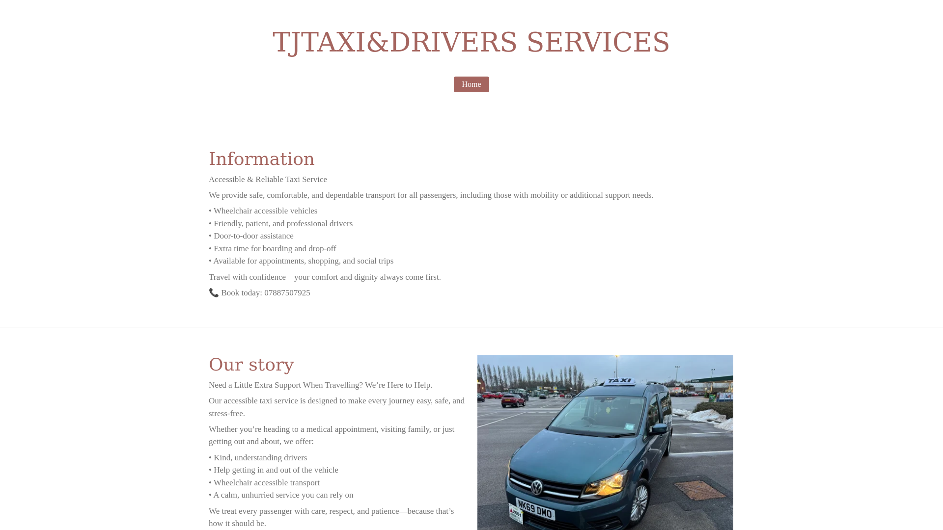 website screenshot of https://tjtaxi-drivers-services.co.uk/