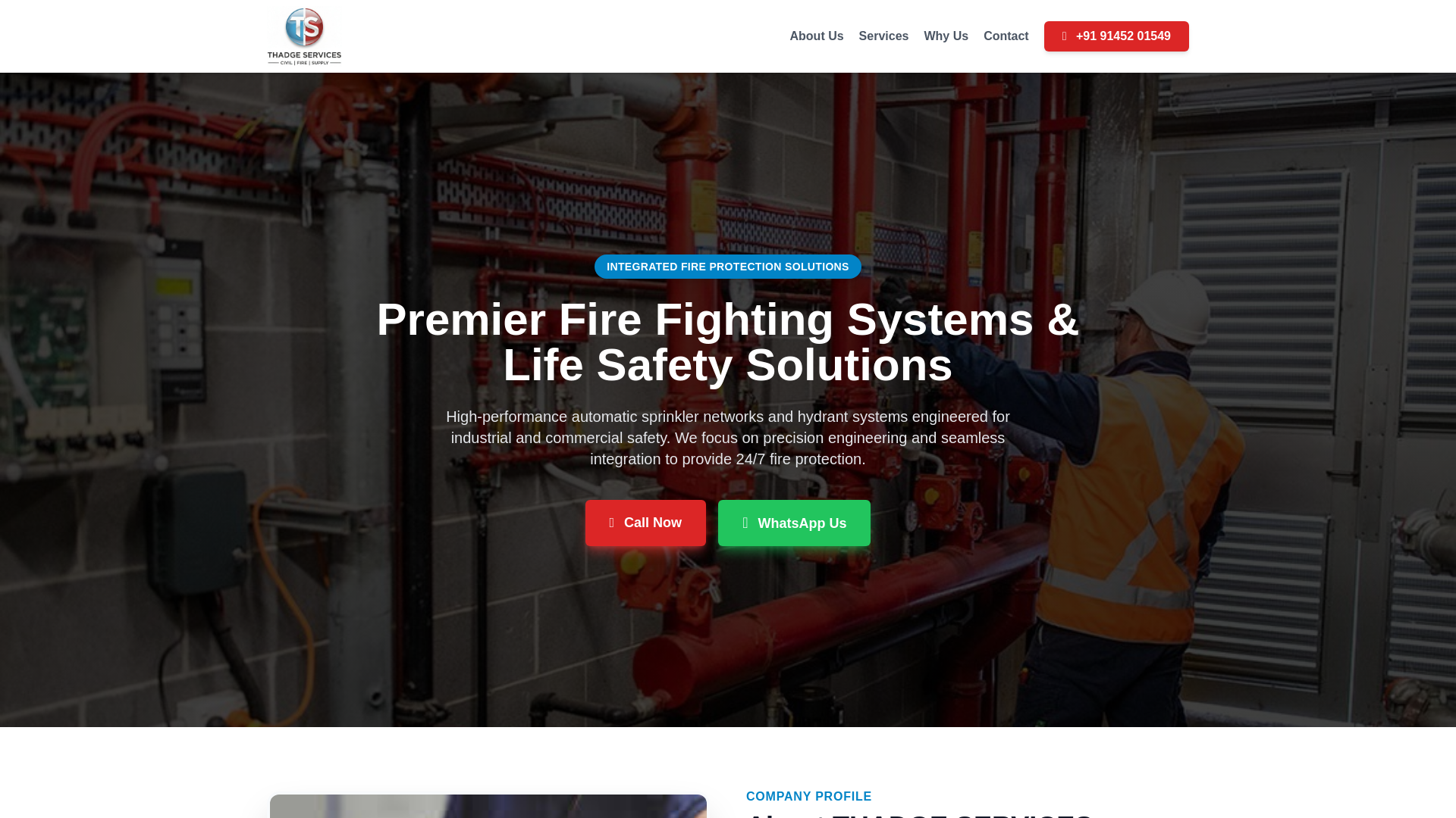 website screenshot of https://thadgeservices.in